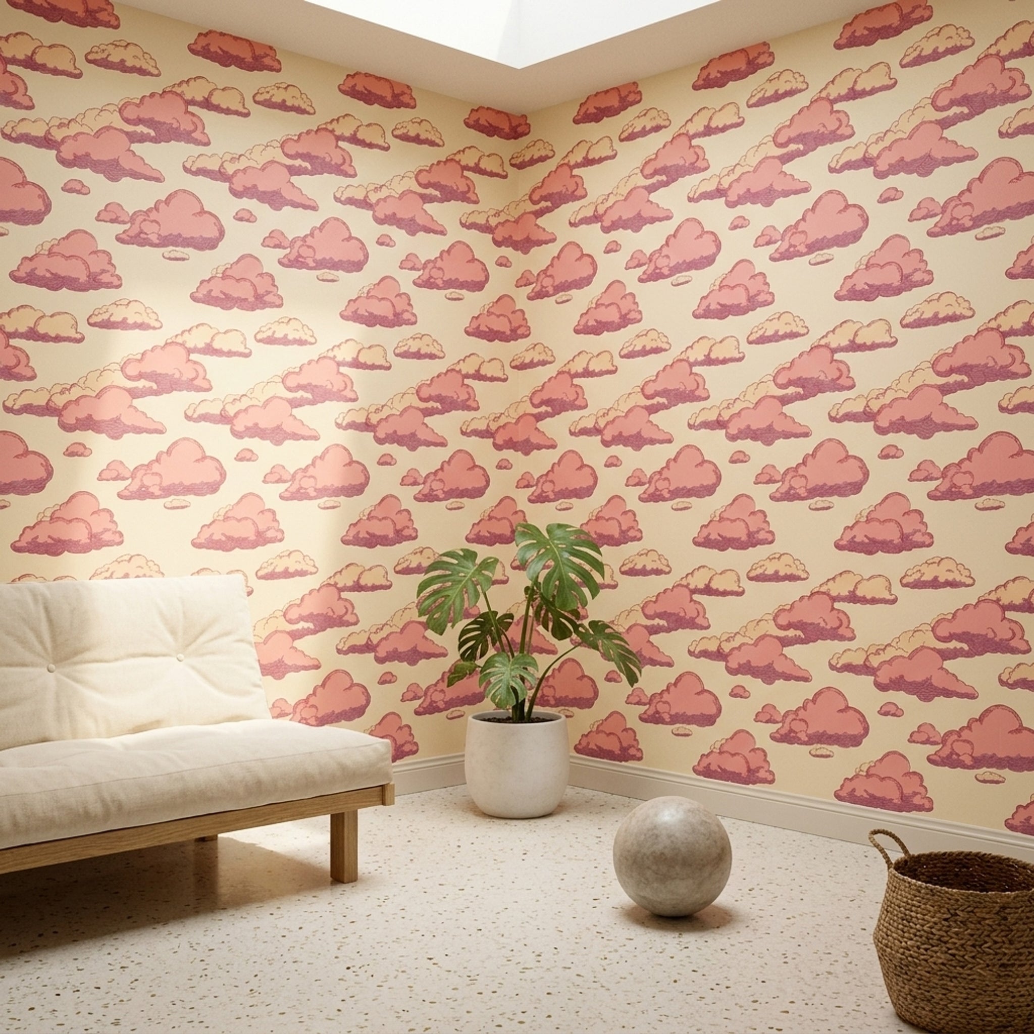 Pink Clouds Wallpaper Sky Removable Whimsical Wall Double Roll