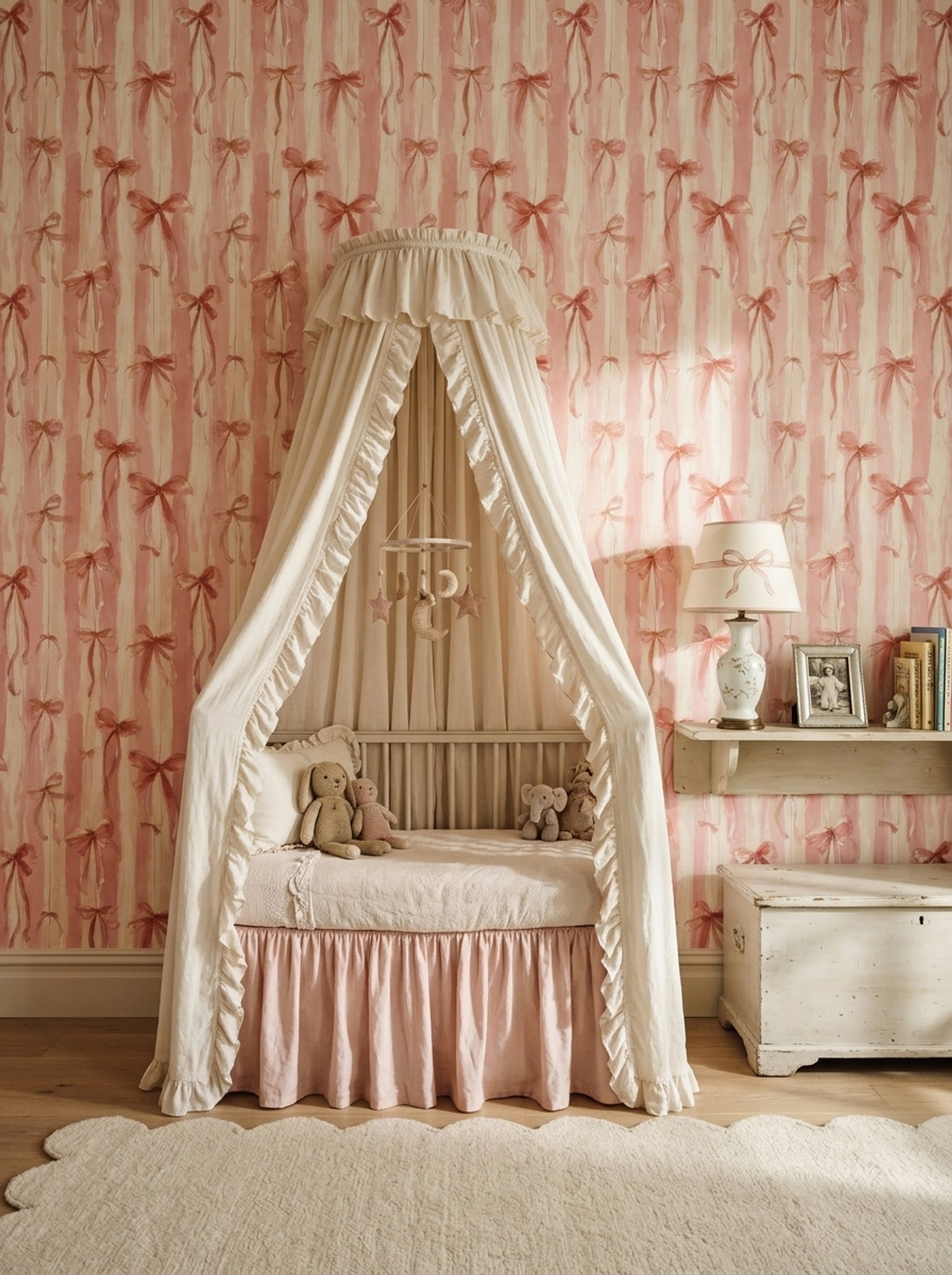Pink Bows Wallpaper Ribbons Removable Watercolor Wall Double Roll