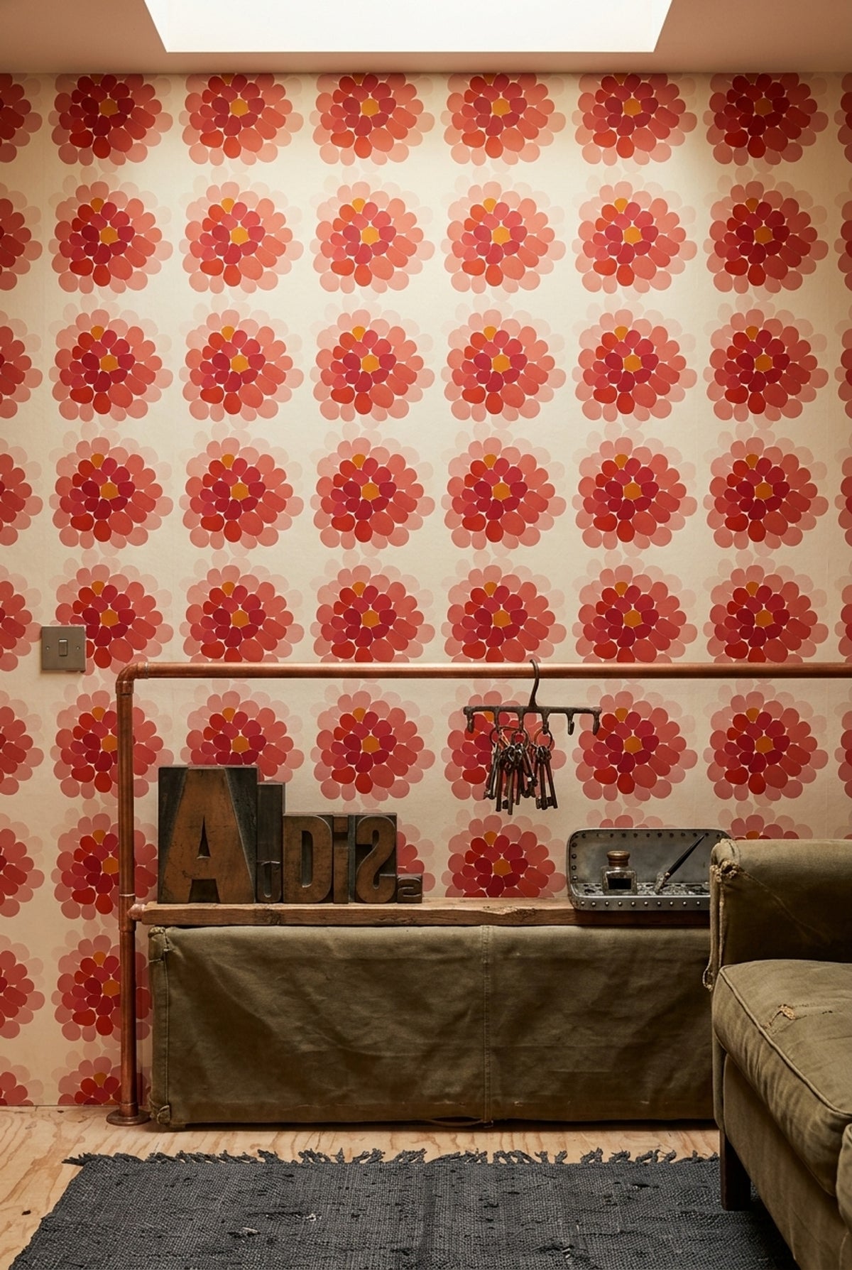 Abstract Floral Wallpaper Pink Petals Removable Coral Wall Double Roll