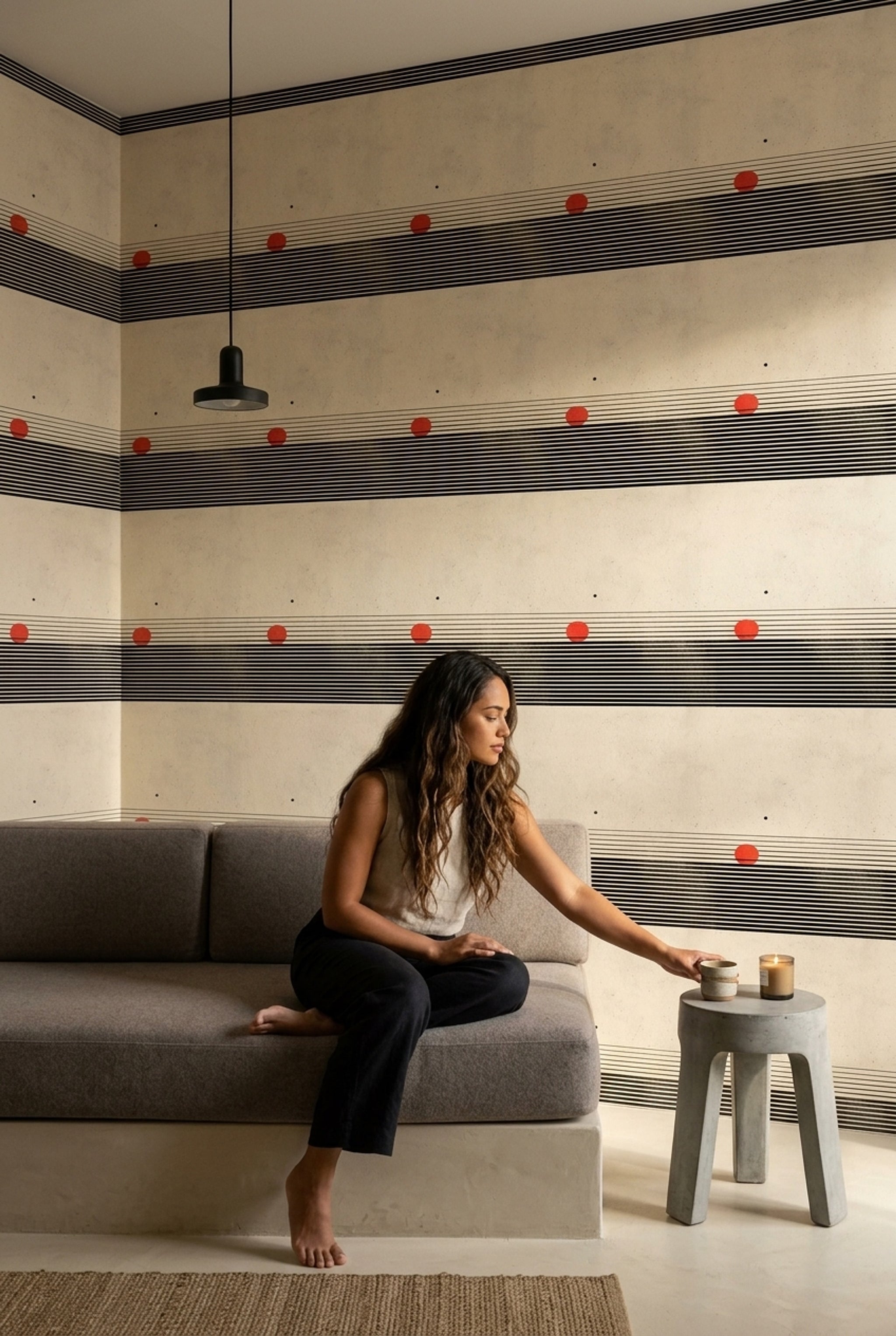 Striped Wallpaper Abstract Geometric Removable Wall Decor
