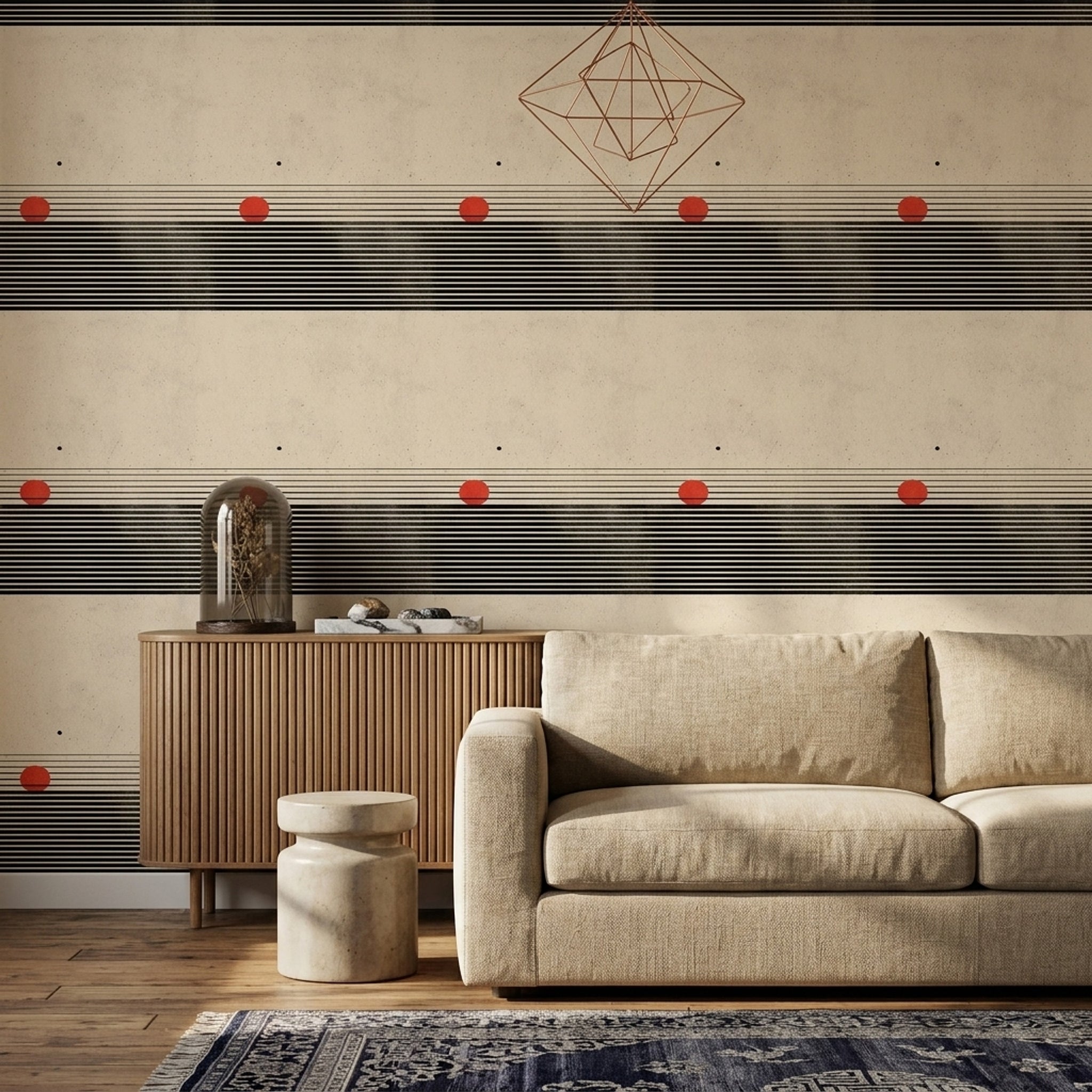 Striped Wallpaper Abstract Geometric Removable Wall Decor