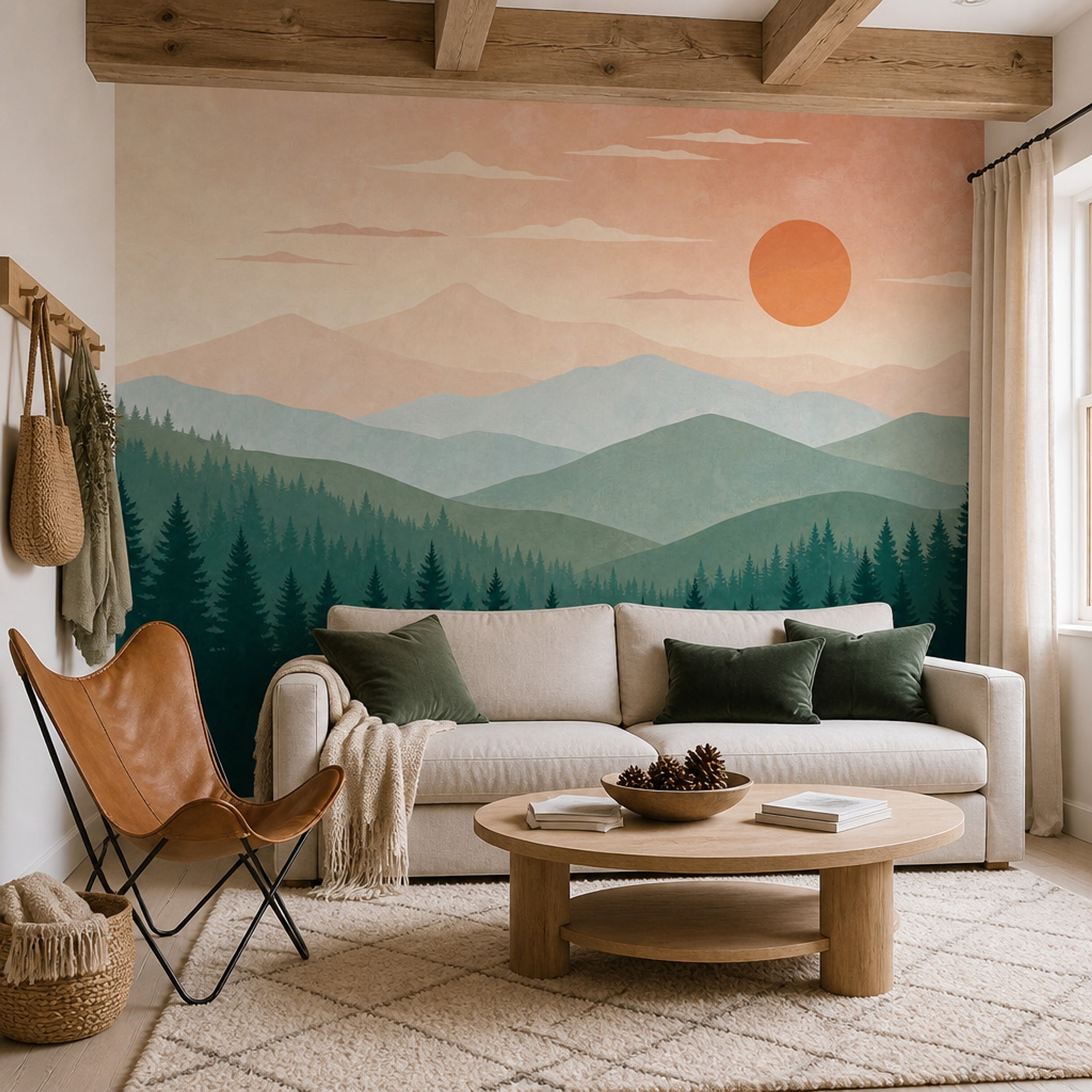 Paper Texture Wallpaper Mountain Sunset Wall Mural