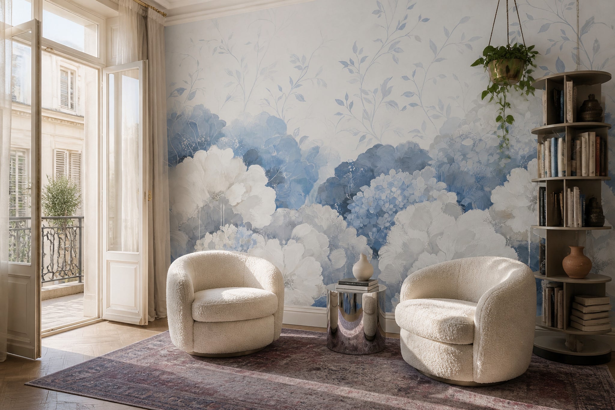 Blue Flowers Wallpaper Botanical Floral Wall Mural
