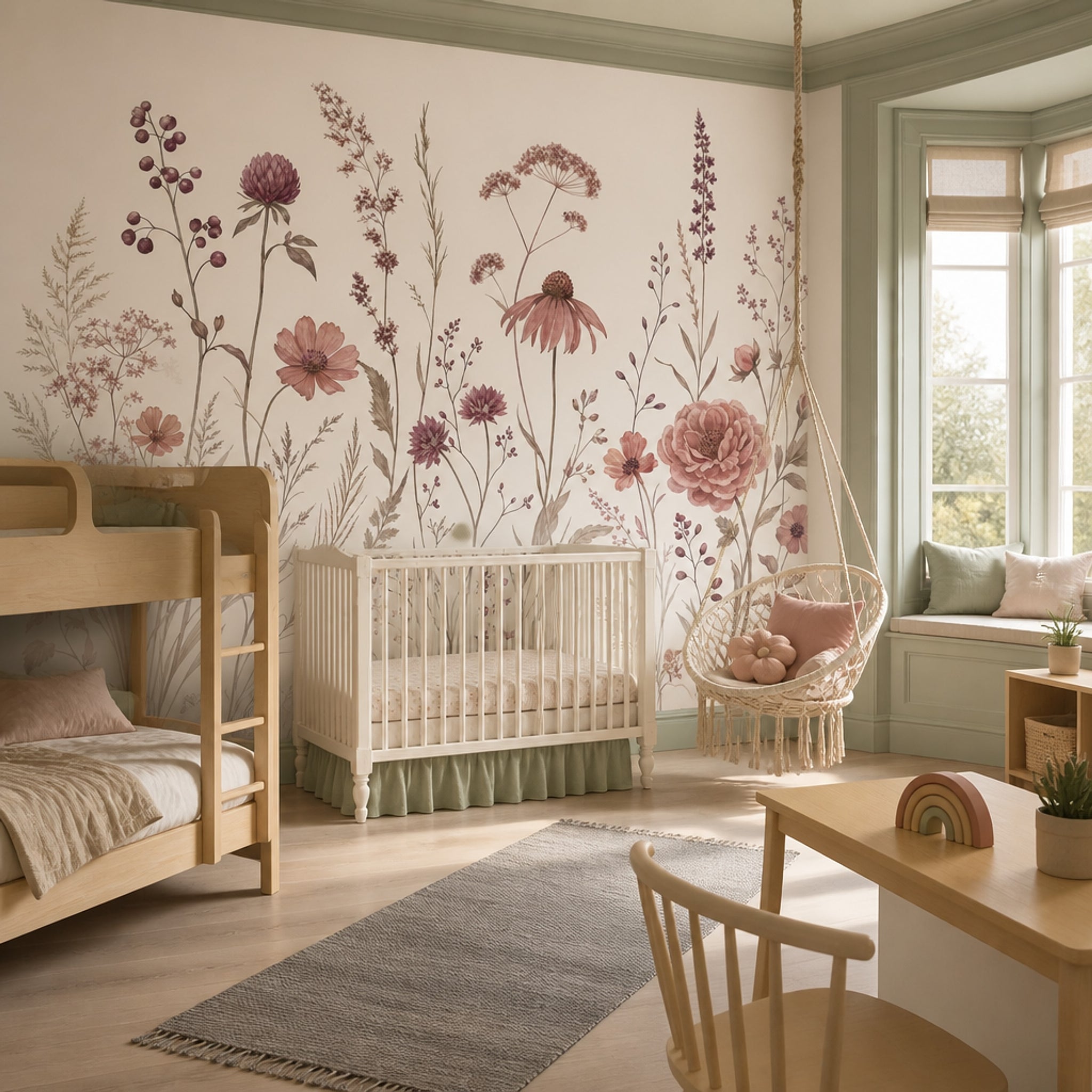 Wildflowers Wallpaper Watercolor Removable Botanical Wall Decor