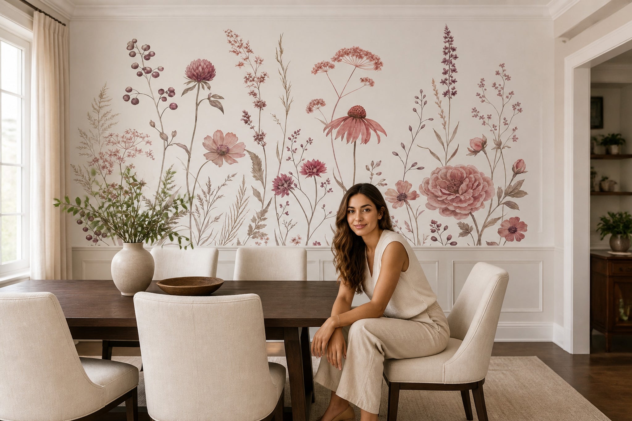 Wildflowers Wallpaper Watercolor Removable Botanical Wall Decor