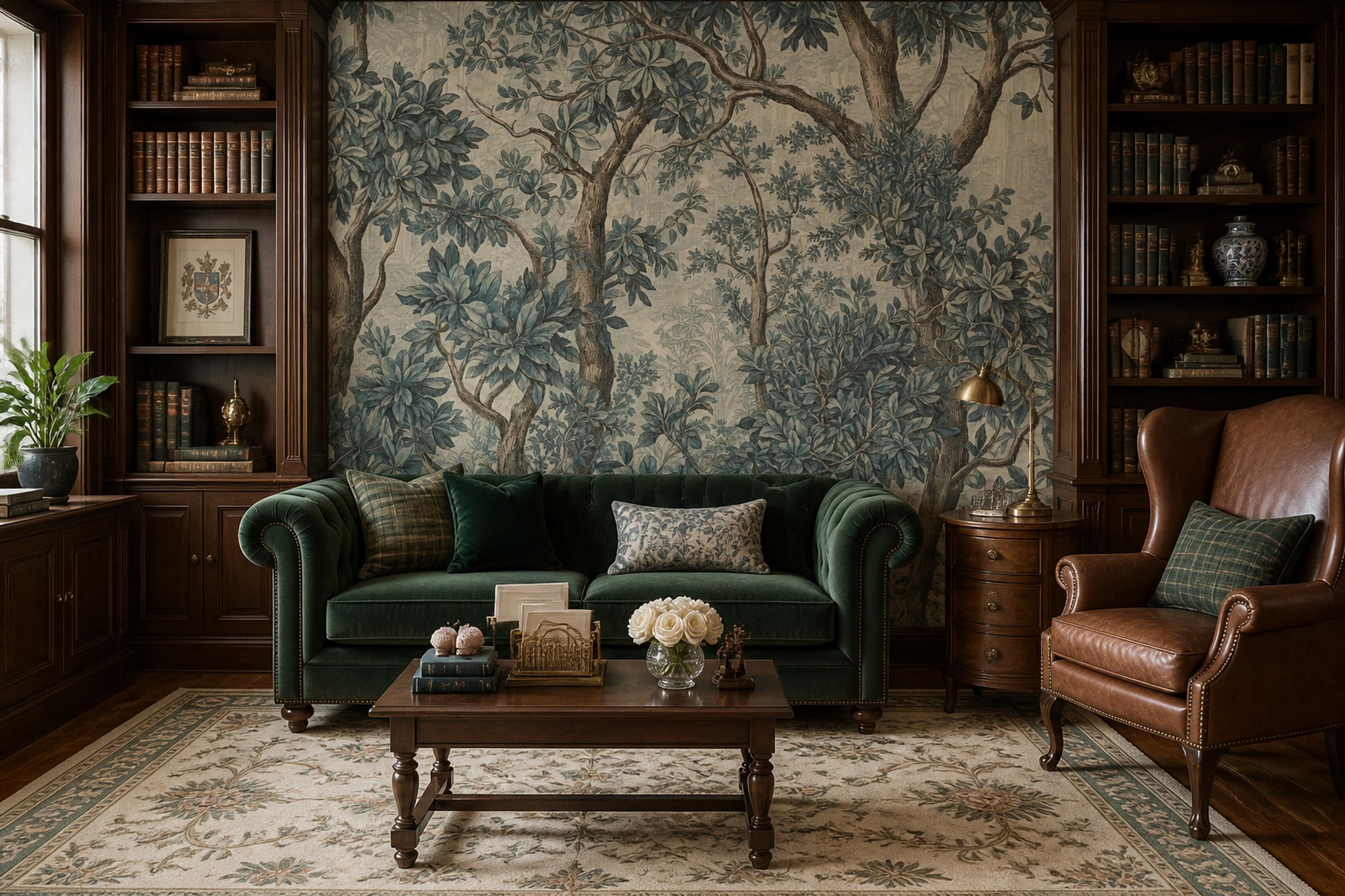 Toile Wallpaper Botanical Forest Removable Wall Decor