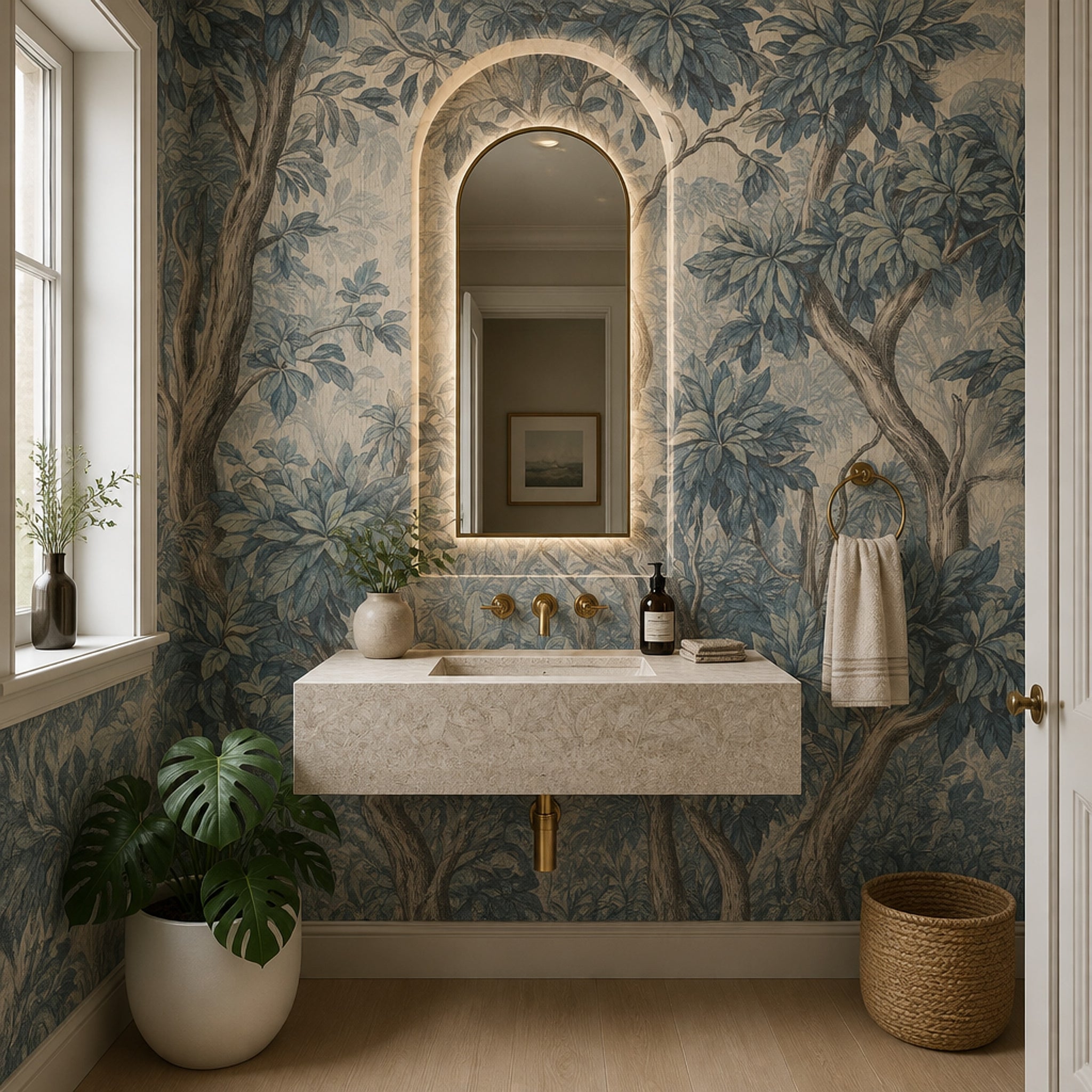 Paper Texture Wallpaper Forest Botanical Removable Wall Decor