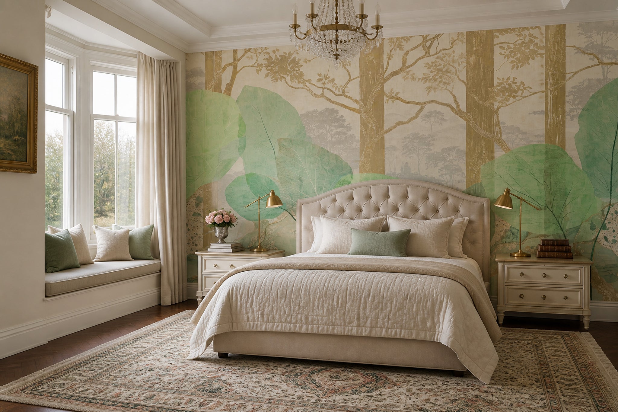 Watercolor Texture Wallpaper Scenic Landscape Botanical Wall Mural