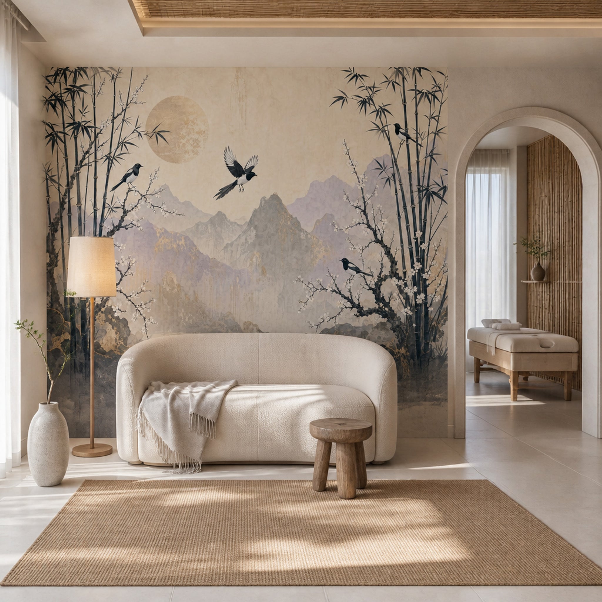 Chinoiserie Wallpaper Bamboo Removable Asian Landscape Wall Decor