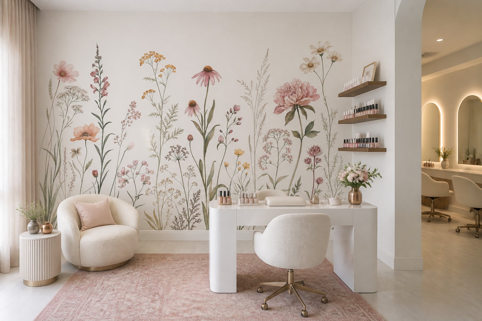 Muted Green Wallpaper Wildflower Removable Botanical Wall Decor