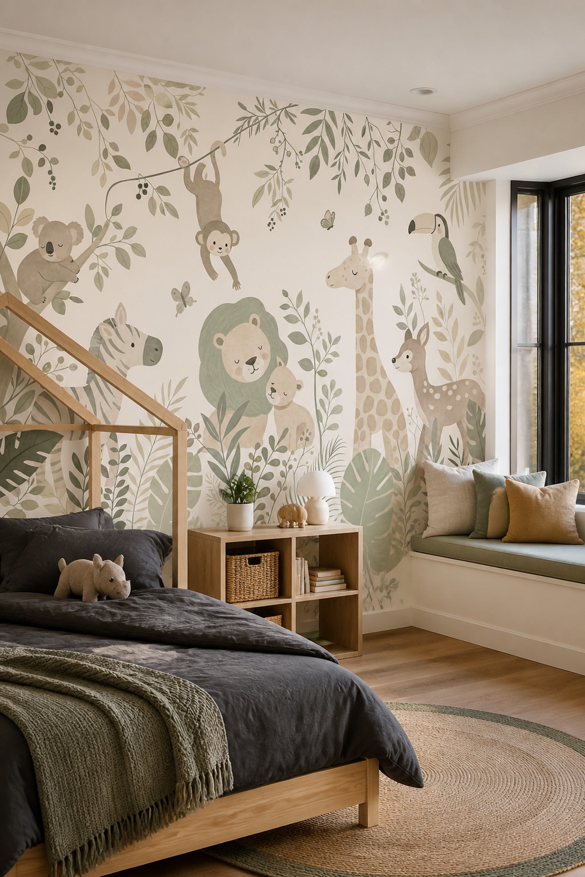 Jungle Animals Wallpaper Safari Nursery Watercolor Wall Mural