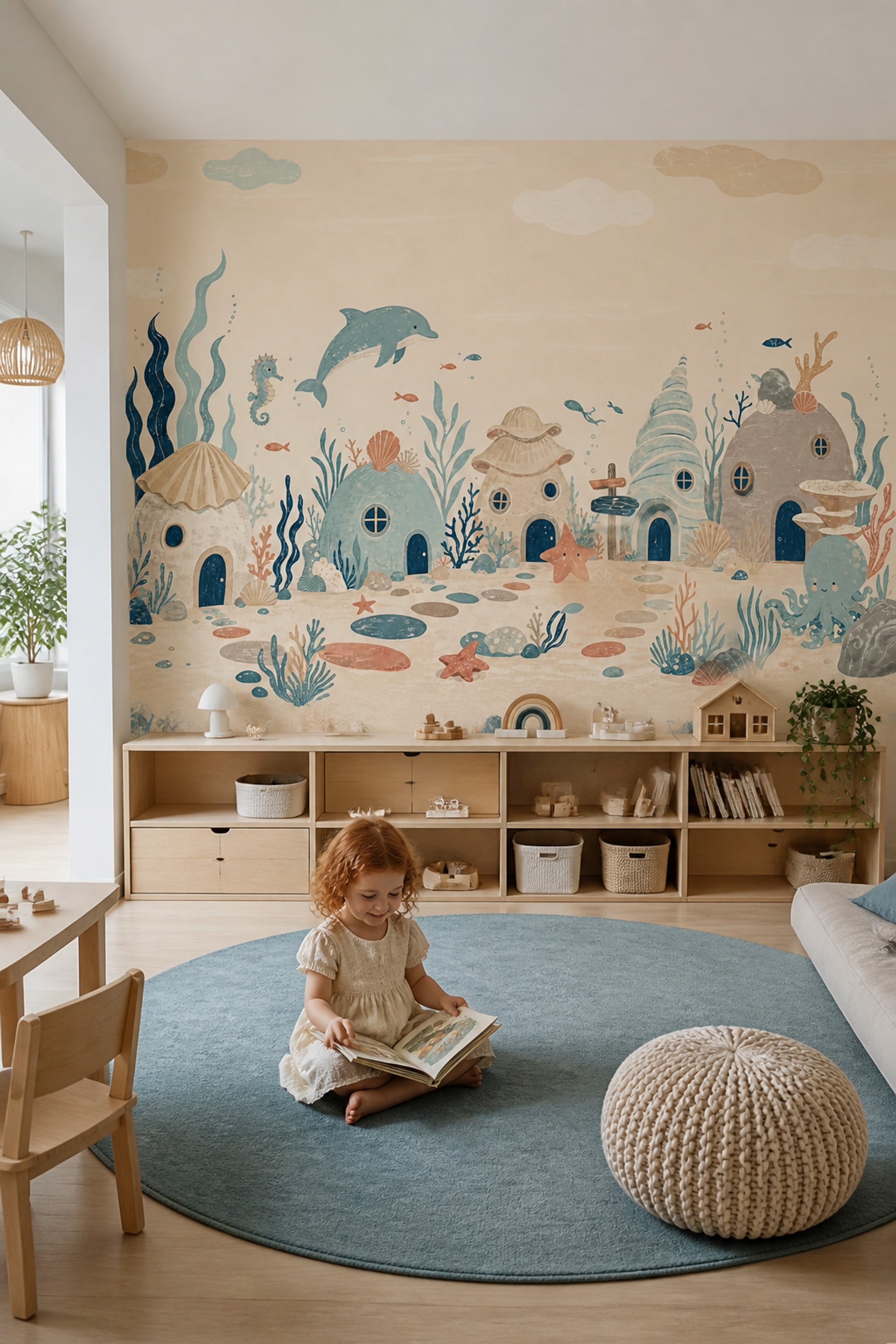 Underwater Village Wallpaper Ocean Sea Creatures Removable Wall Decor