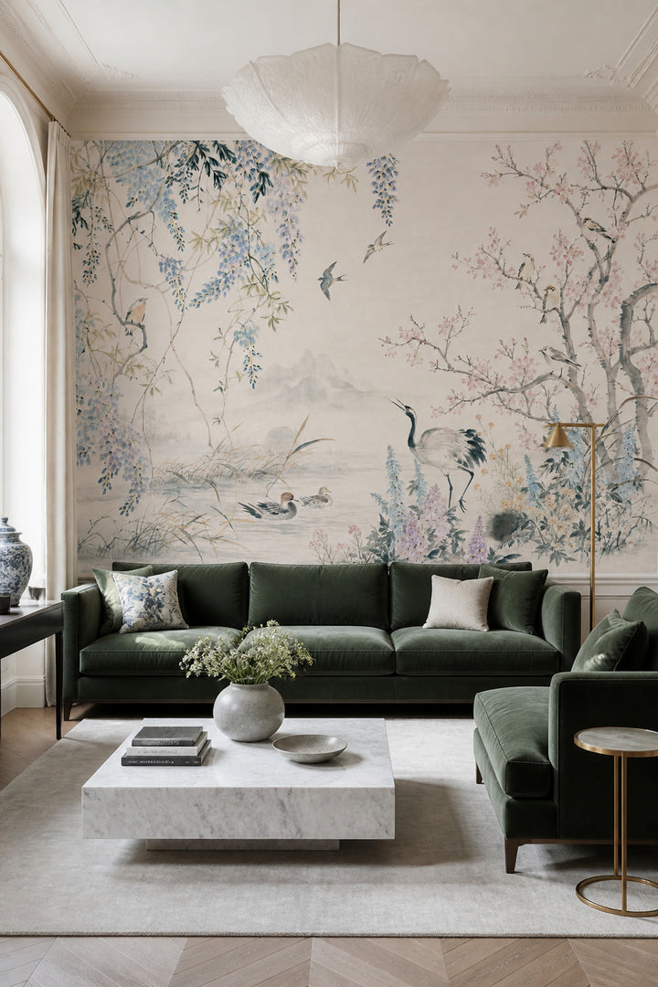 Pink Cherry Wallpaper Blossom Spring Removable Wall Decor