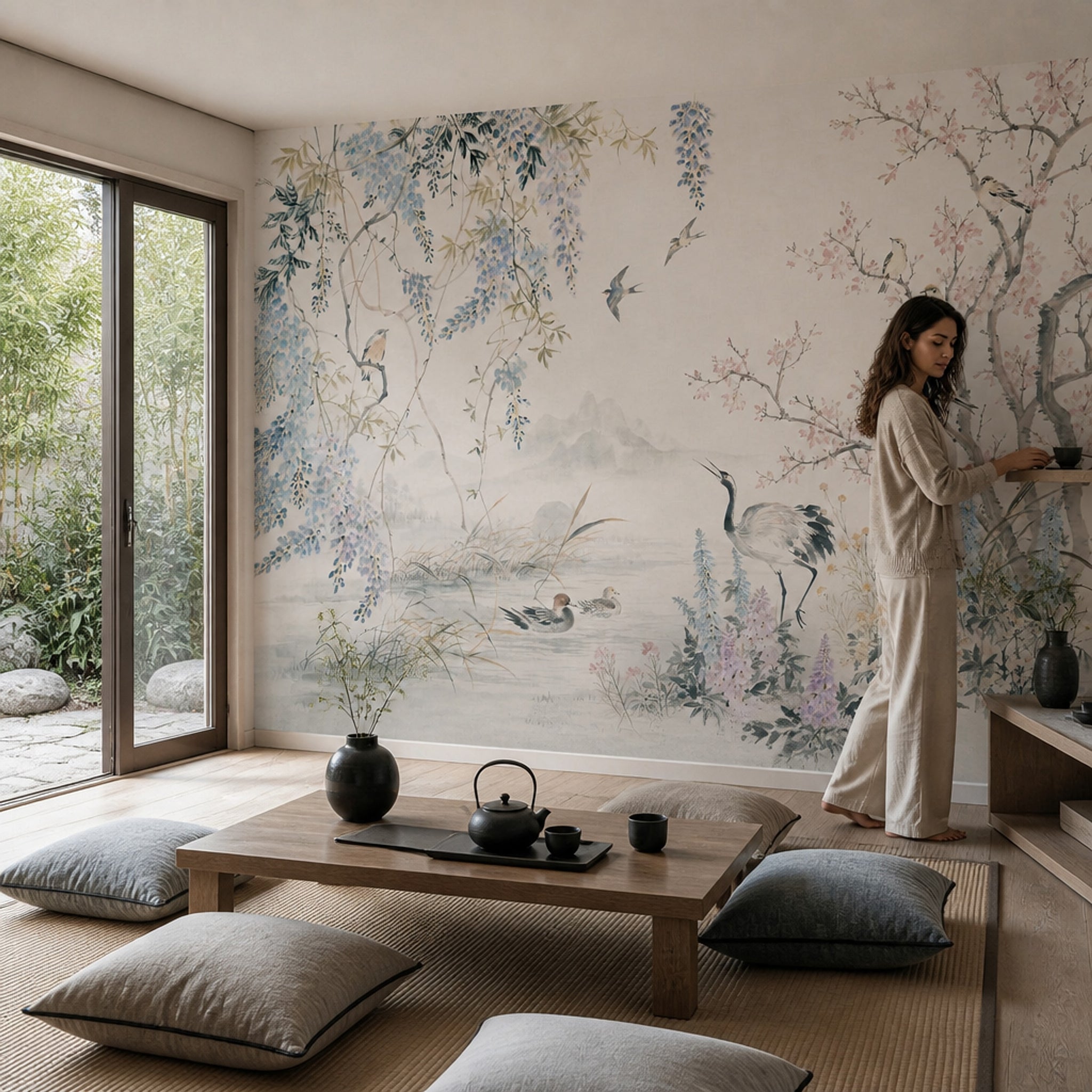 Pink Cherry Wallpaper Blossom Spring Removable Wall Decor