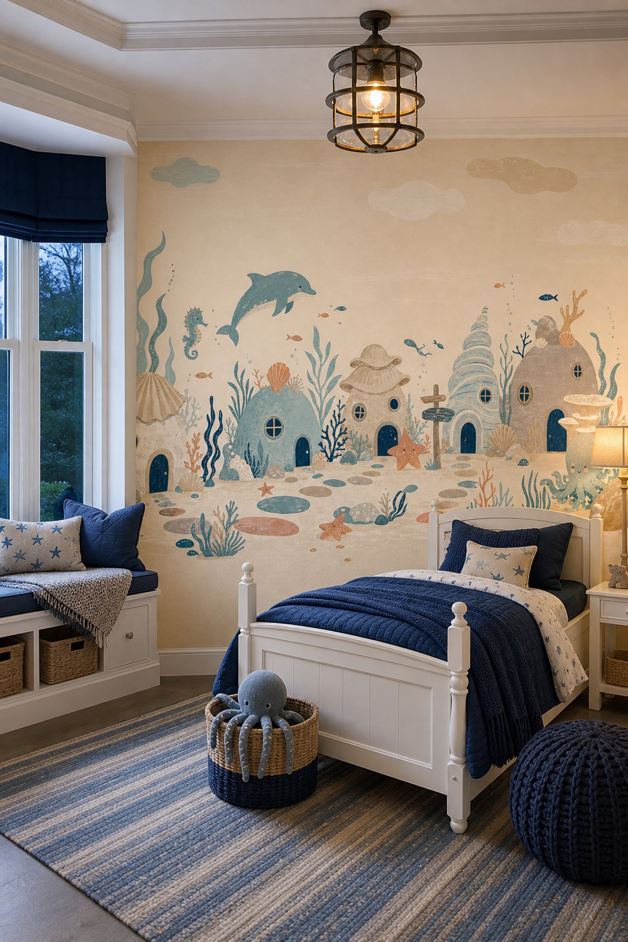 Underwater Village Wallpaper Ocean Sea Creatures Removable Wall Decor