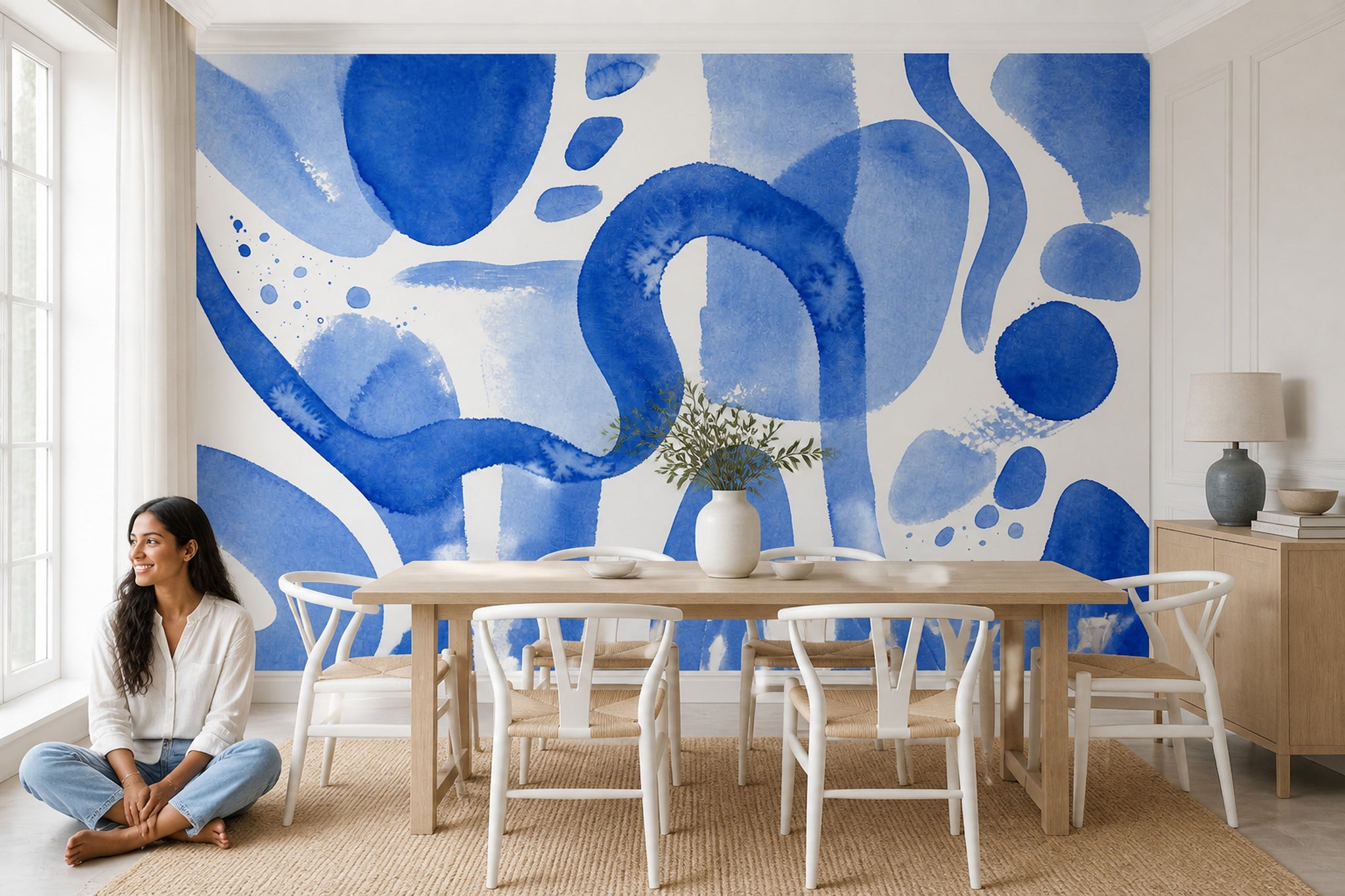 White Background Wallpaper Watercolor Texture Removable Wall Decor