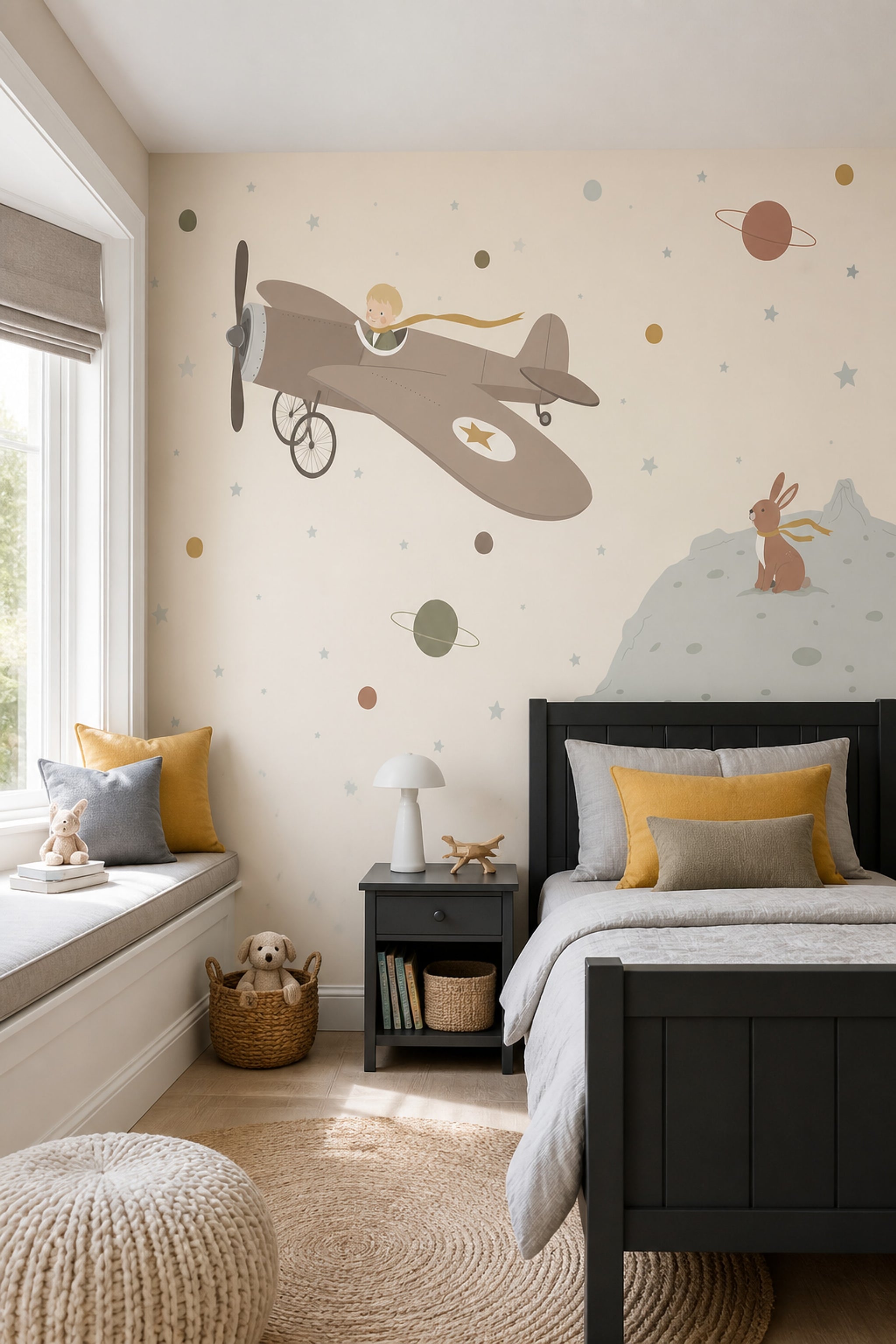 Childrens Wallpaper Space Theme Removable Airplane Wall Decor