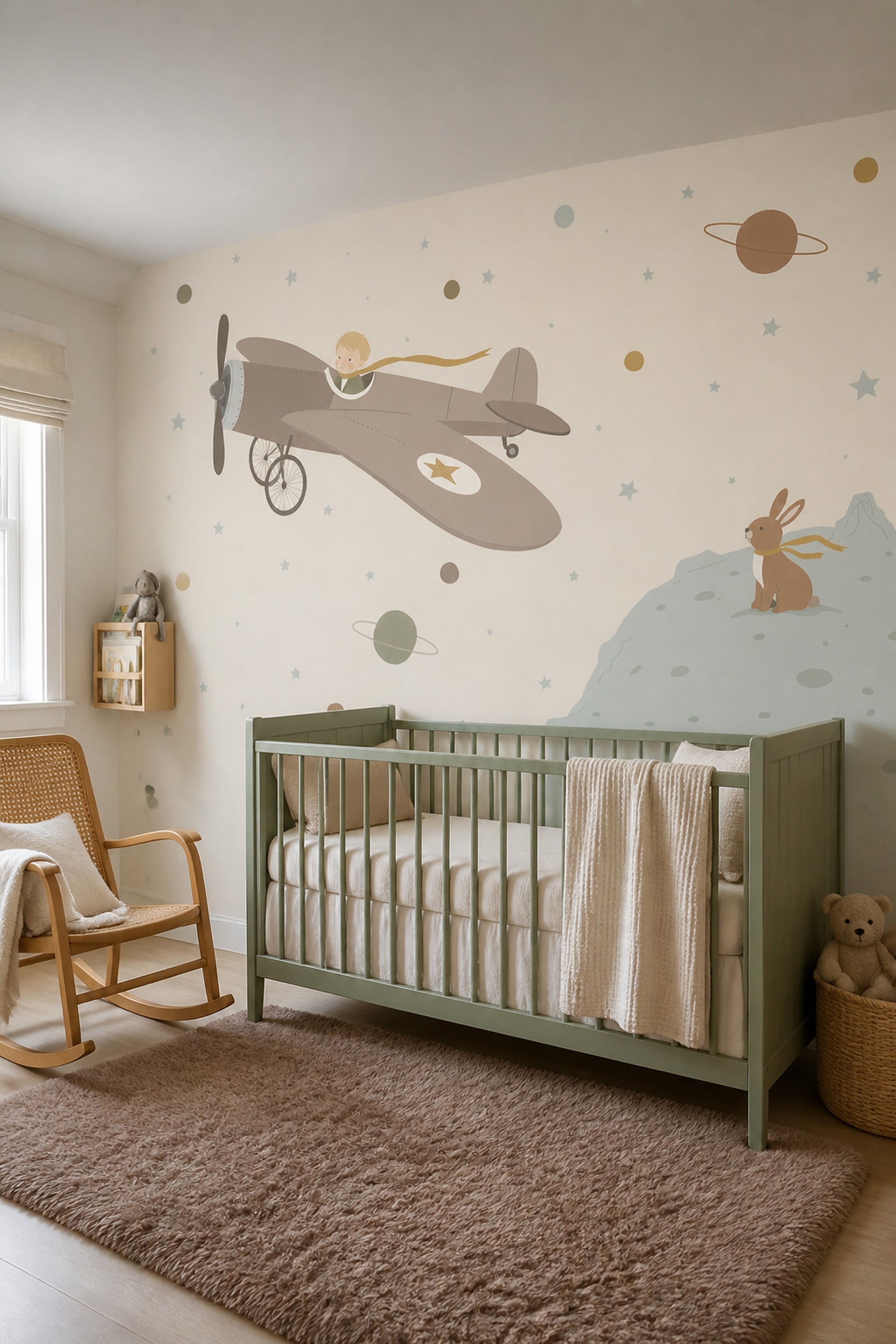 Childrens Wallpaper Space Theme Removable Airplane Wall Decor