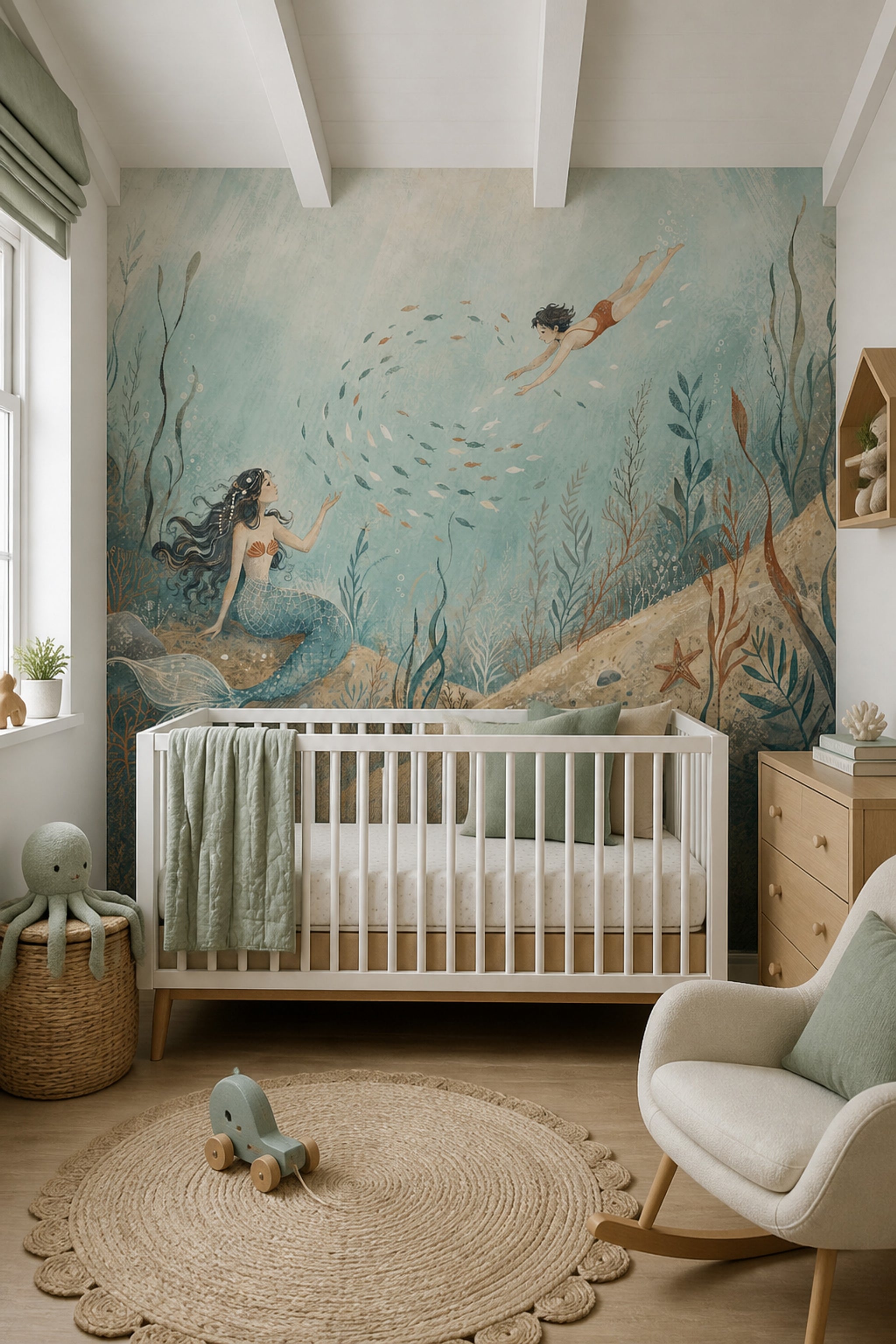 Mermaid Wallpaper Underwater Removable Ocean Wall Decor