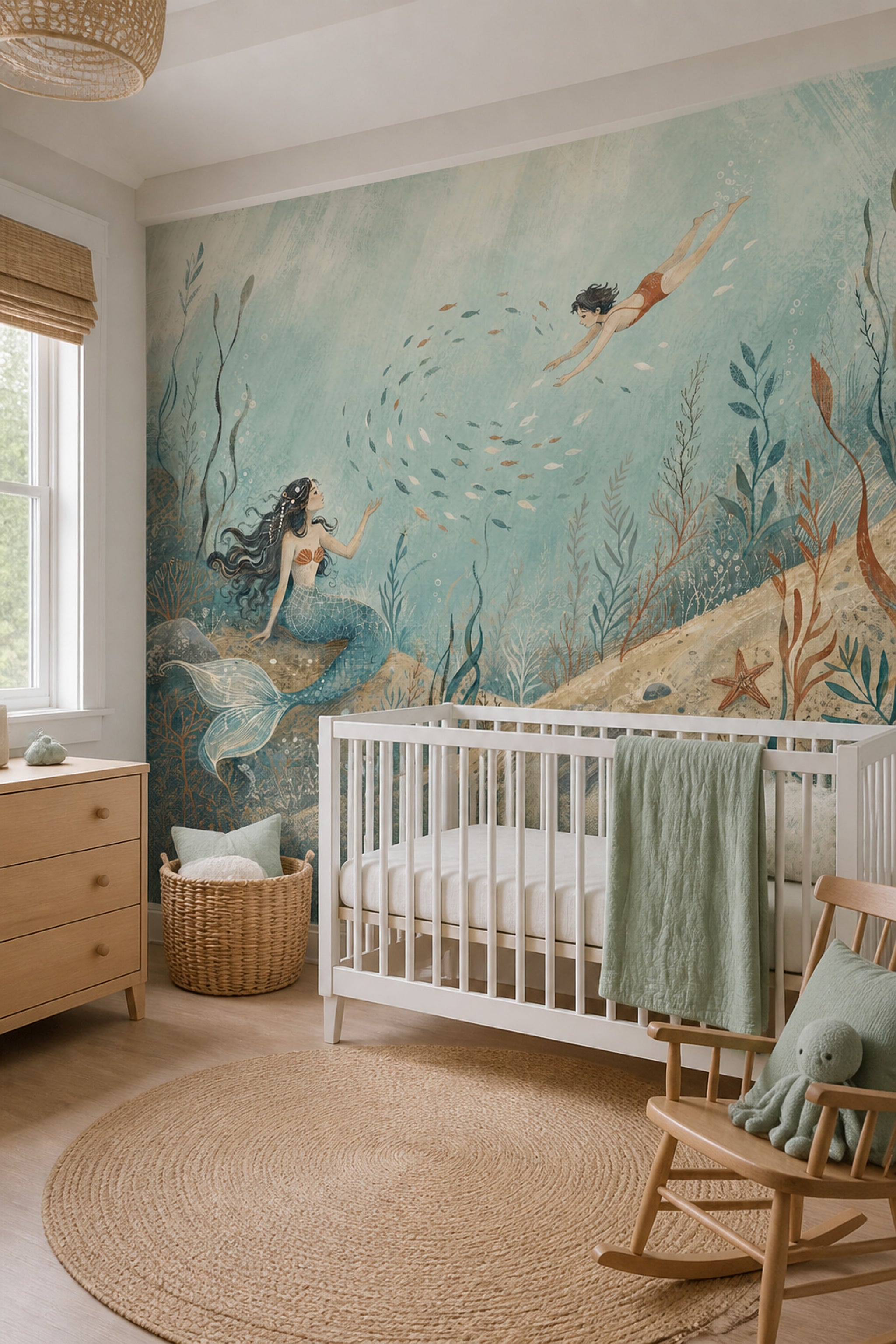 Mermaid Wallpaper Underwater Removable Ocean Wall Decor