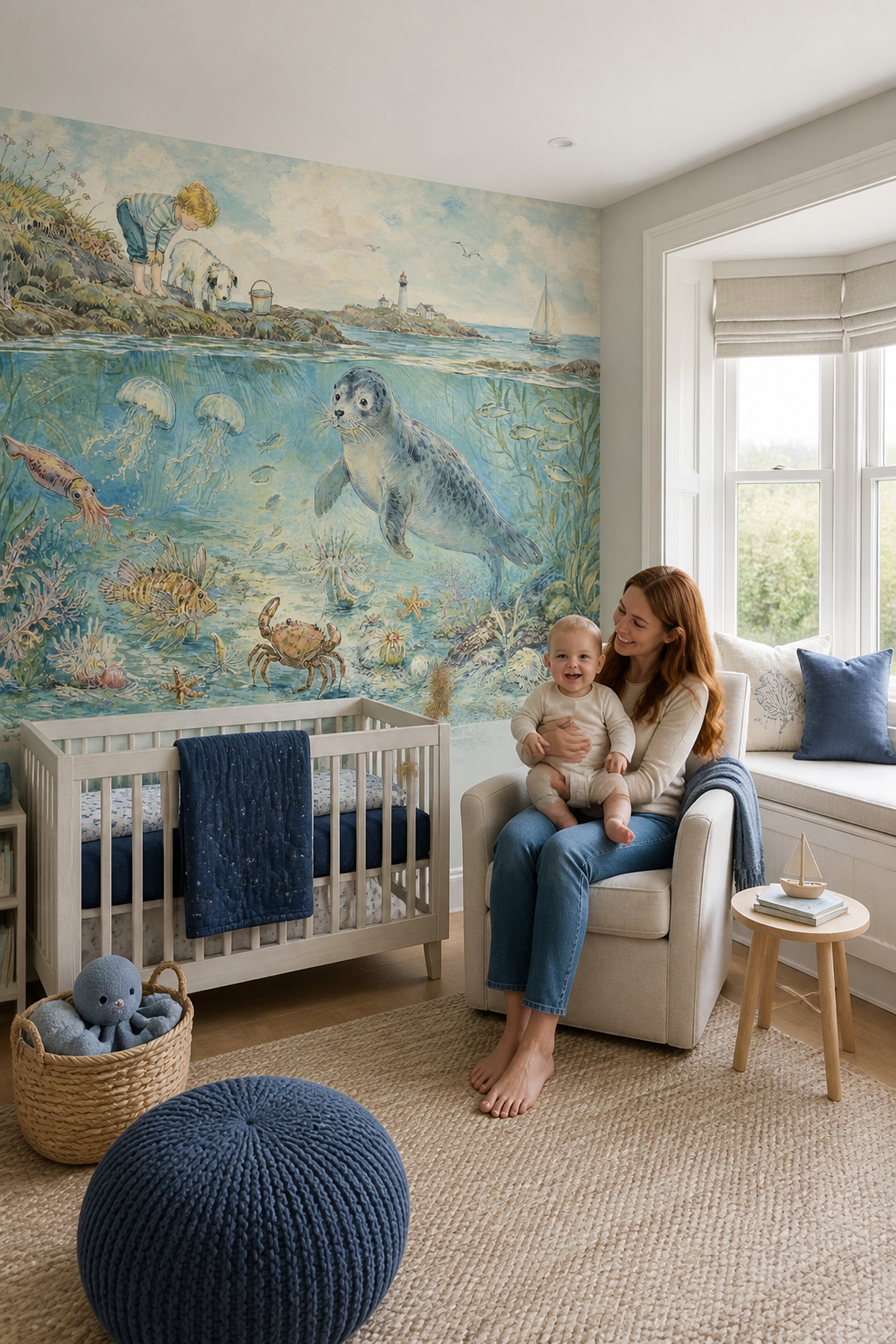 Underwater Scene Wallpaper Coastal Seascape Storybook Seaside Wall Mural