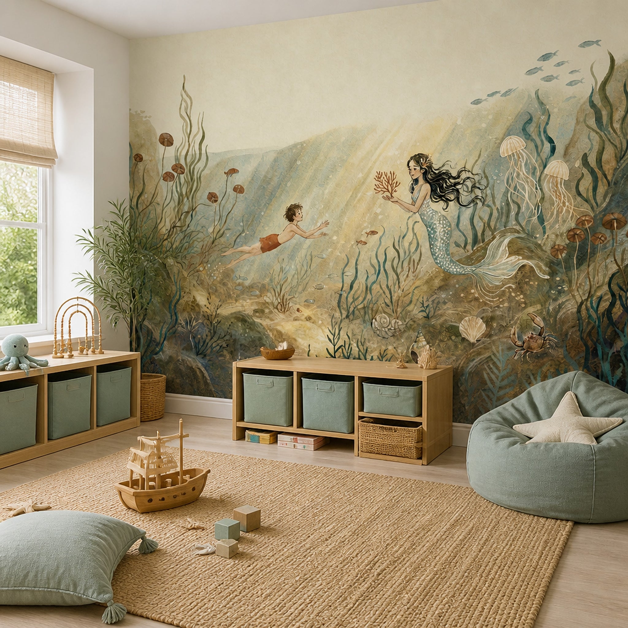 Underwater Wallpaper Mermaid Seascape Removable Wall Decor