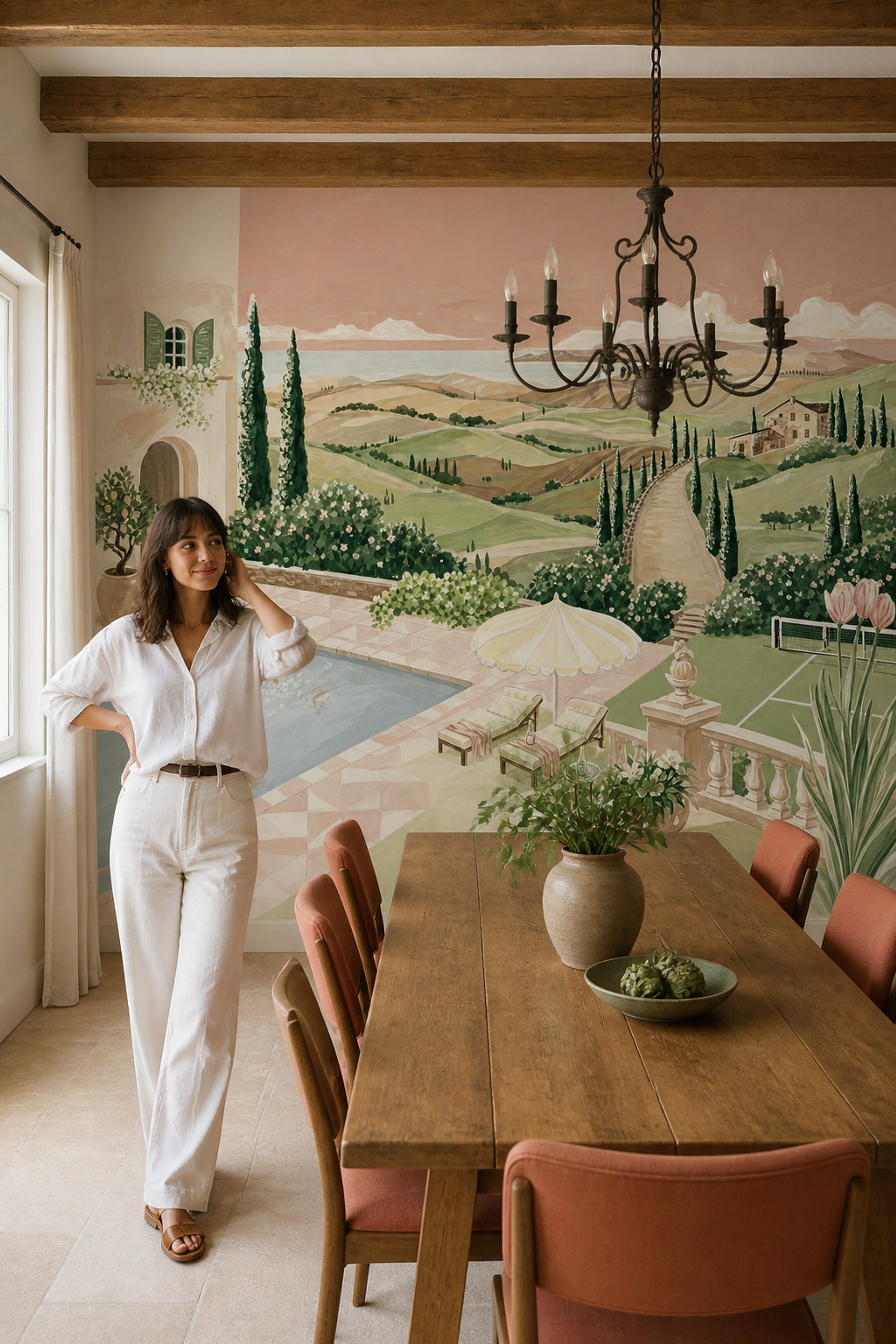 Tuscan Landscape Wallpaper Mediterranean Villa Rolling Hills Wall Mural