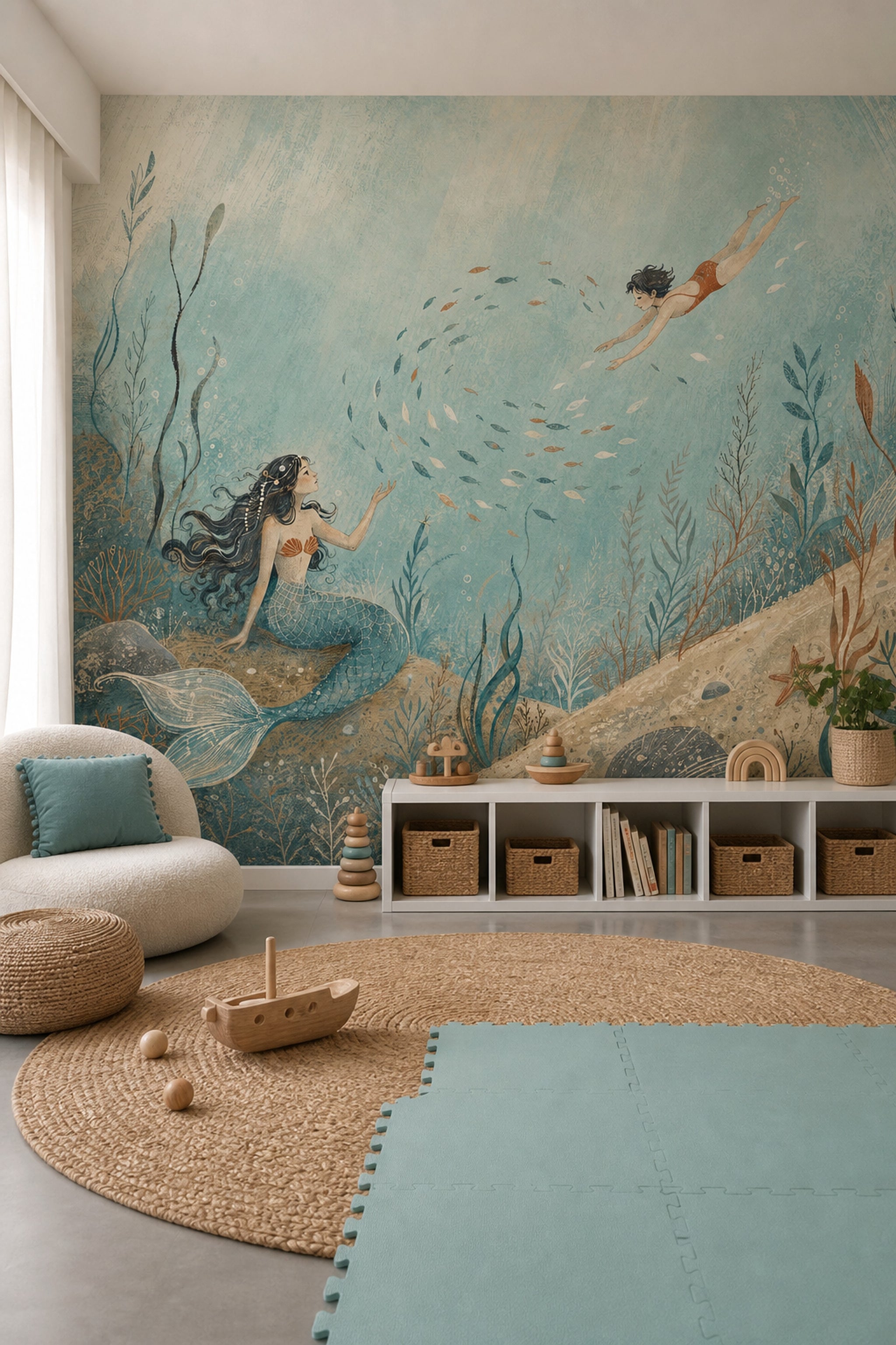 Mermaid Wallpaper Underwater Removable Ocean Wall Decor