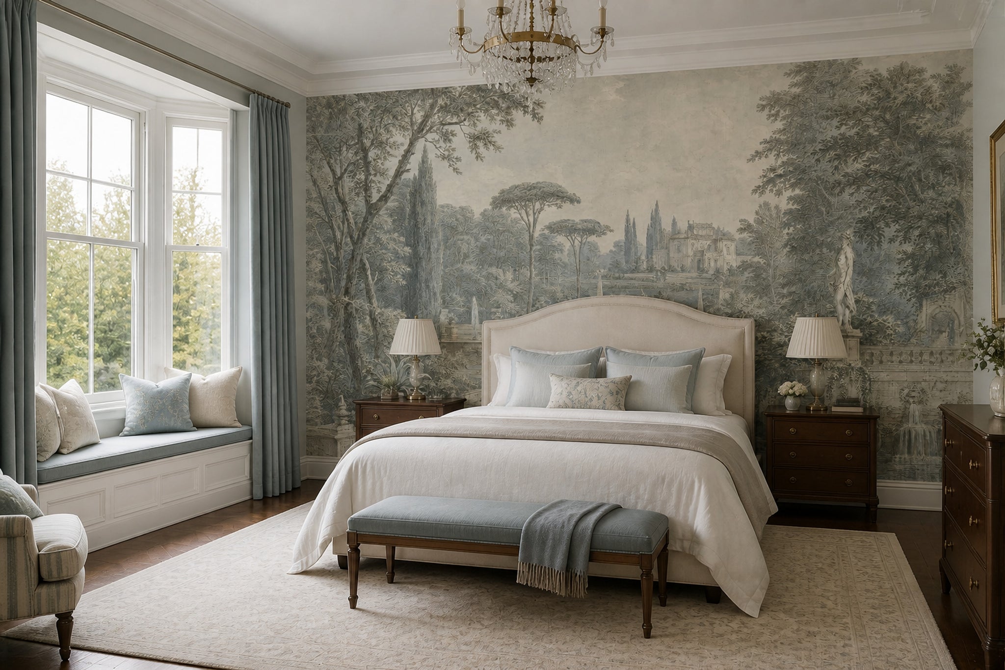 Vintage Landscape Wallpaper Classical Garden European Villa Wall Mural
