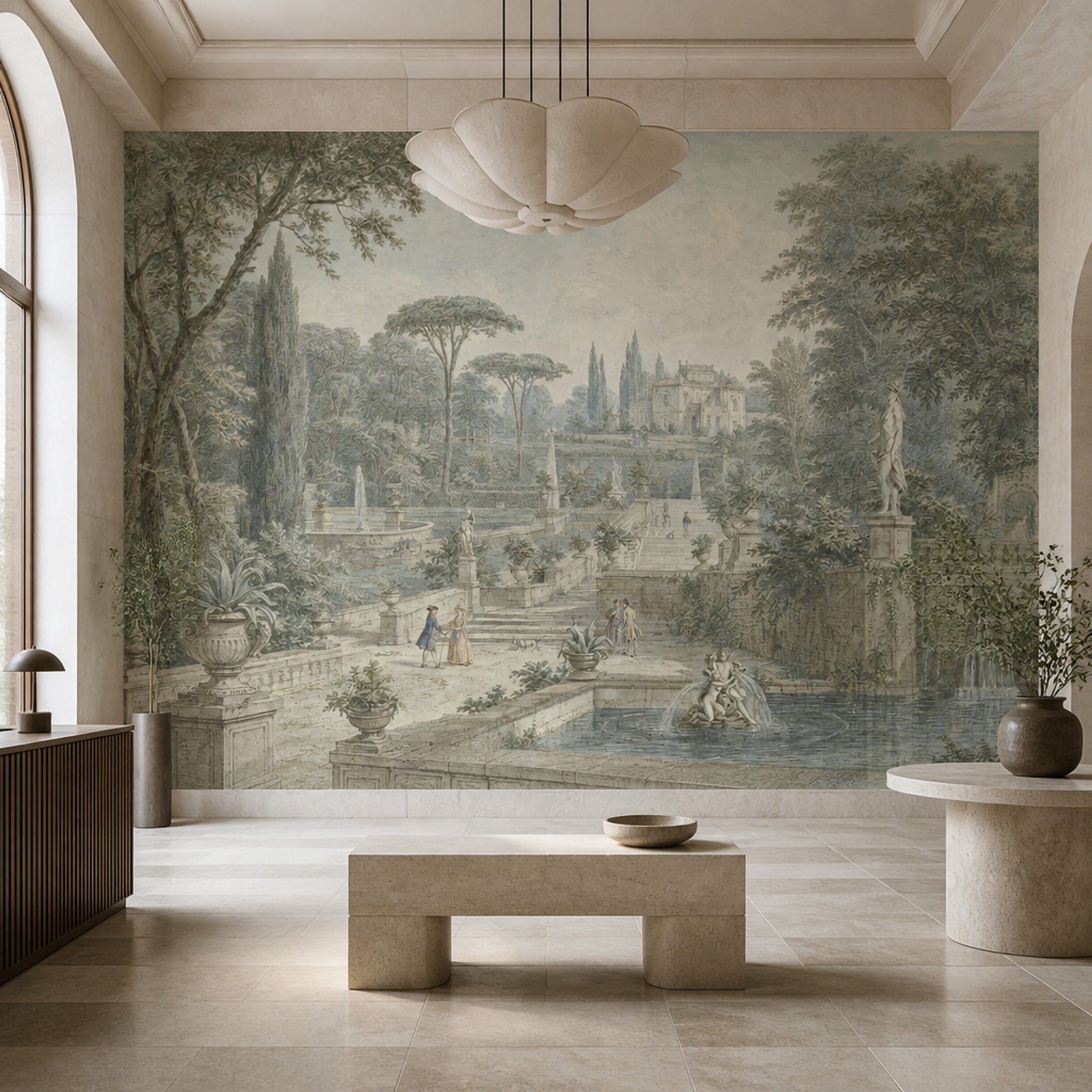 Vintage Landscape Wallpaper Classical Garden European Villa Wall Mural
