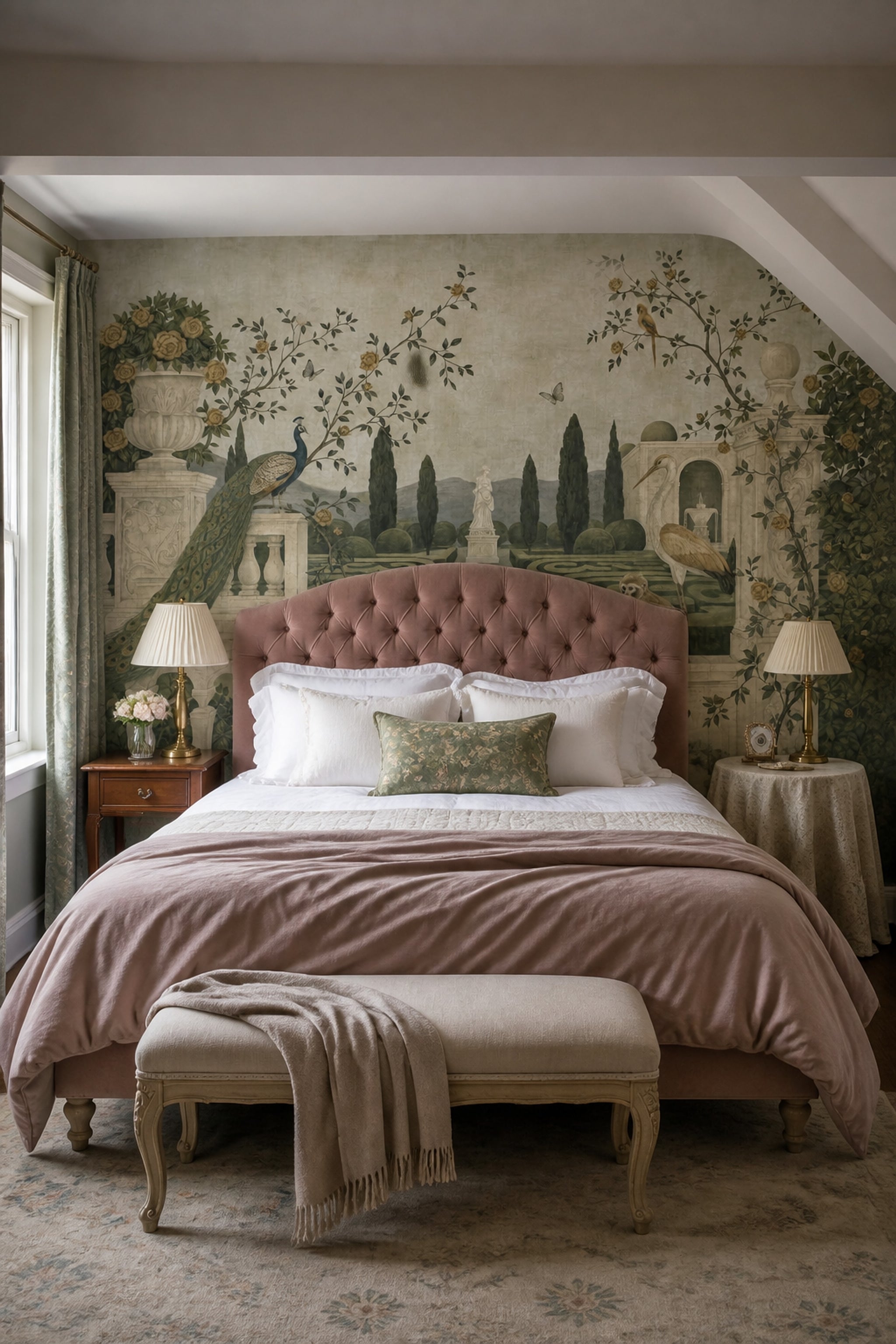 Vintage Garden Wallpaper Italian Villa Peacock Wall Mural