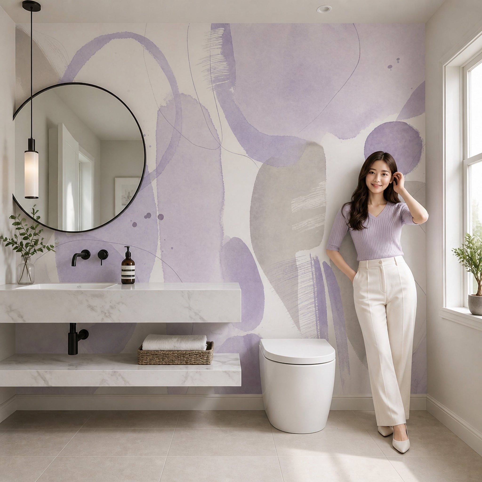 Watercolor Texture Wallpaper Abstract Wash Soft Neutral Removable Wall Decor