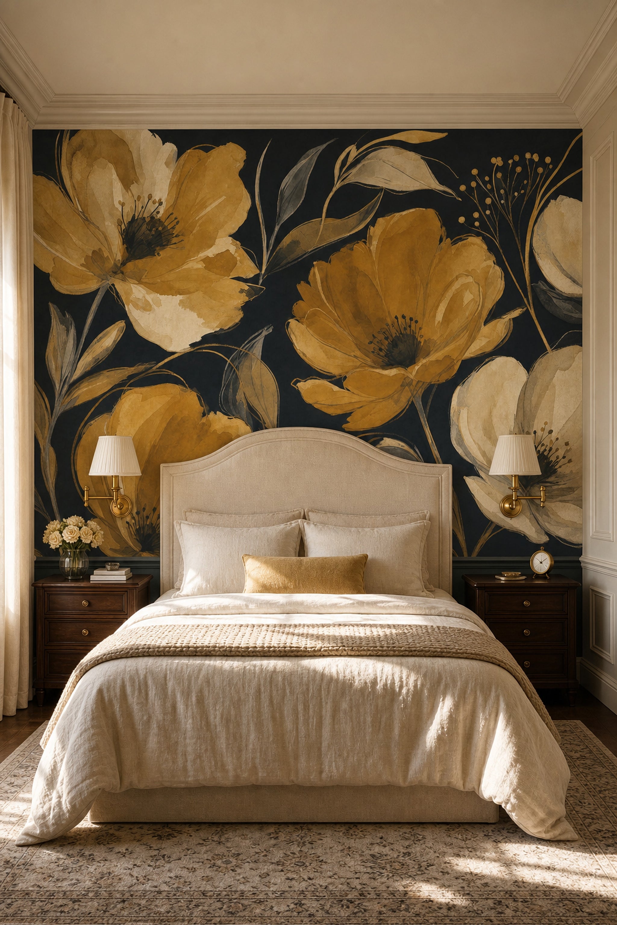 Dark Floral Wallpaper Moody Botanical Removable Wall Decor