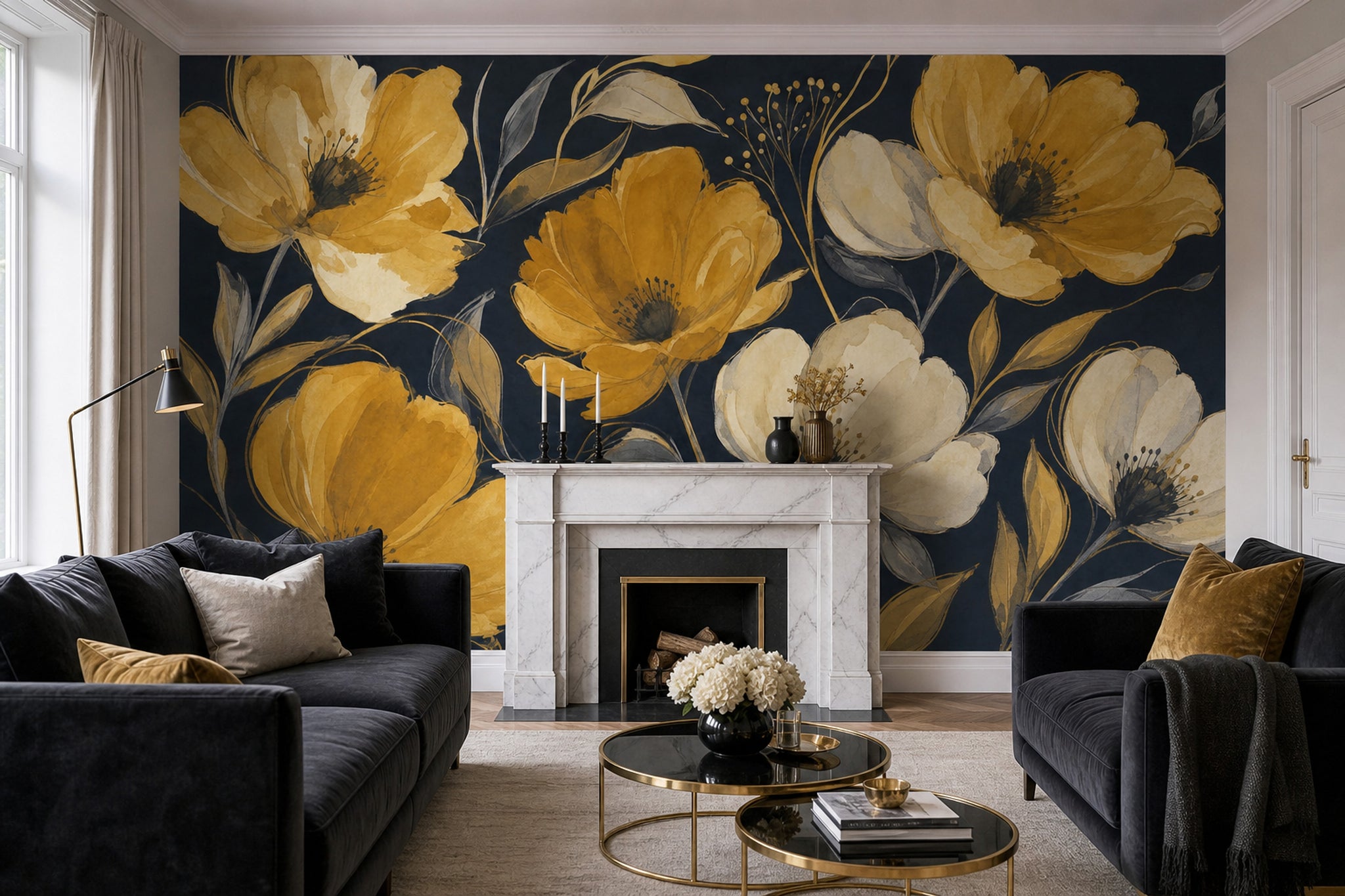 Dark Floral Wallpaper Moody Botanical Removable Wall Decor