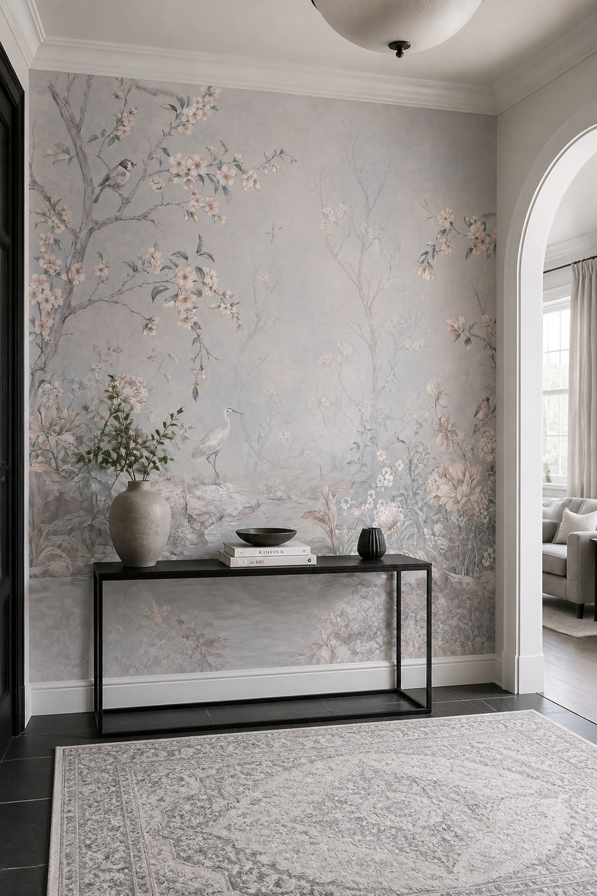 Floral Landscape Wallpaper Garden Mural Birds Removable Wall Decor