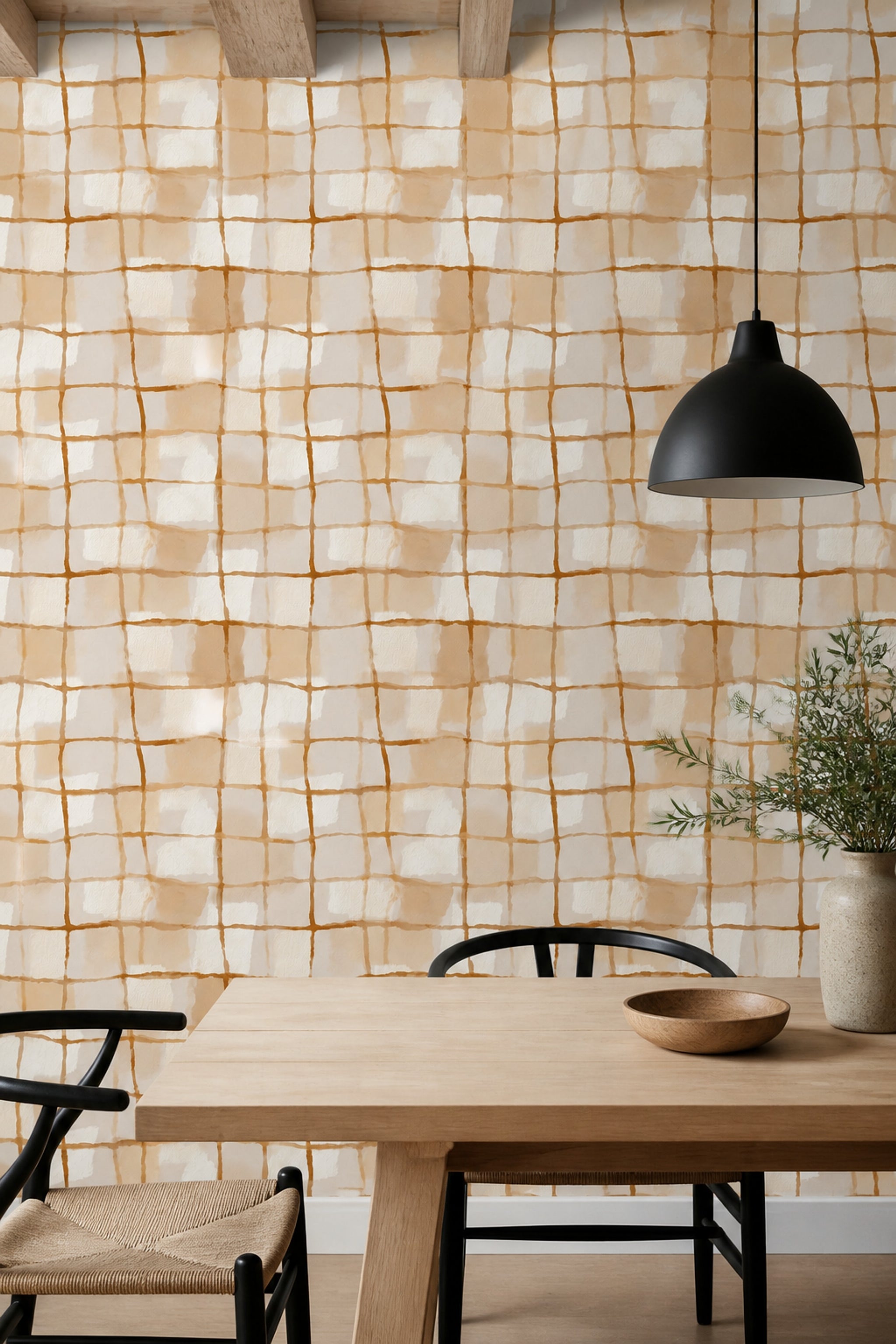 Abstract Grid Wallpaper Watercolor Removable Geometric Wall Double Roll
