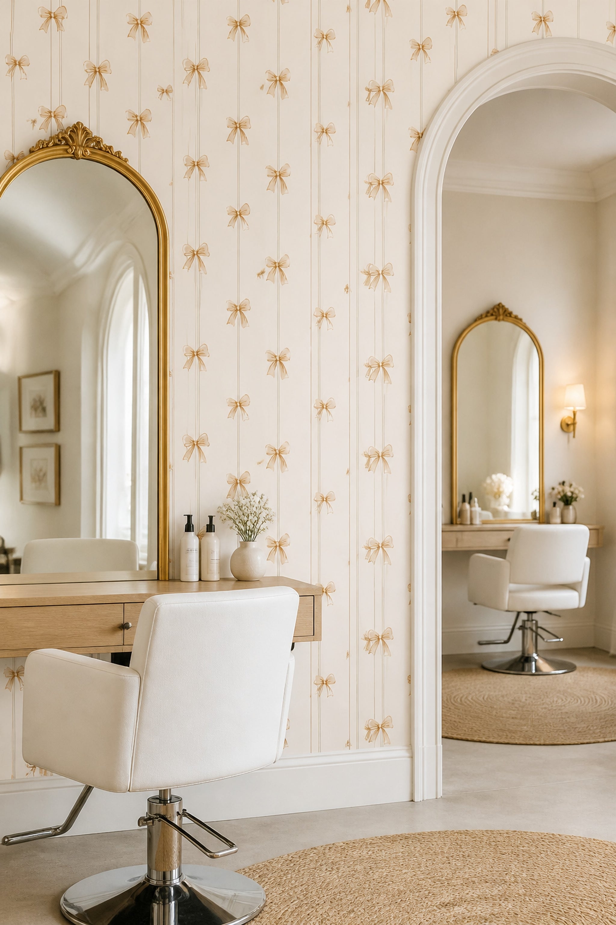 Bows Wallpaper Ribbon Vertical Stripes Decorative Mural