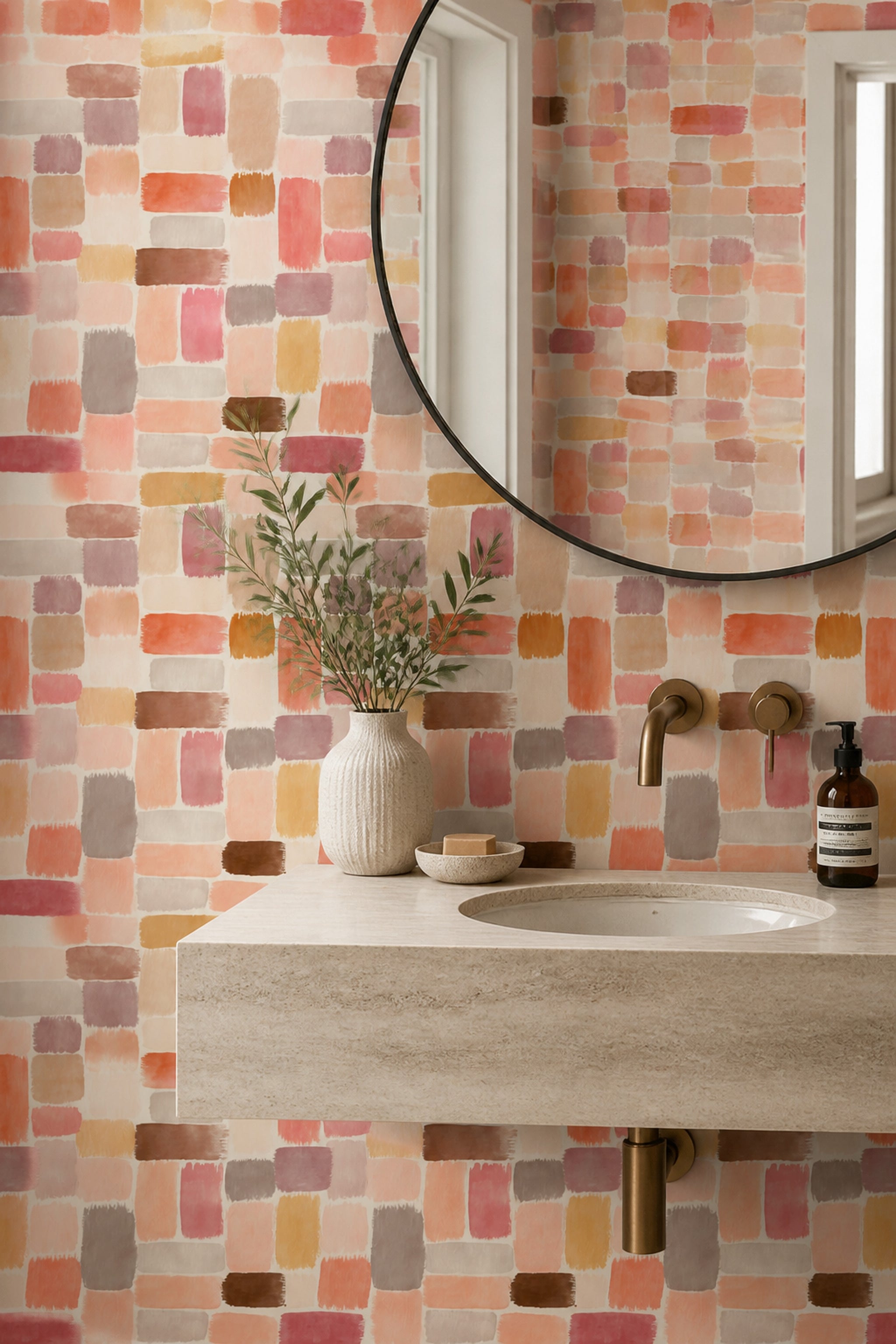 Painted Rectangles Wallpaper Abstract Modern Wallpaper Removable Wall Decor