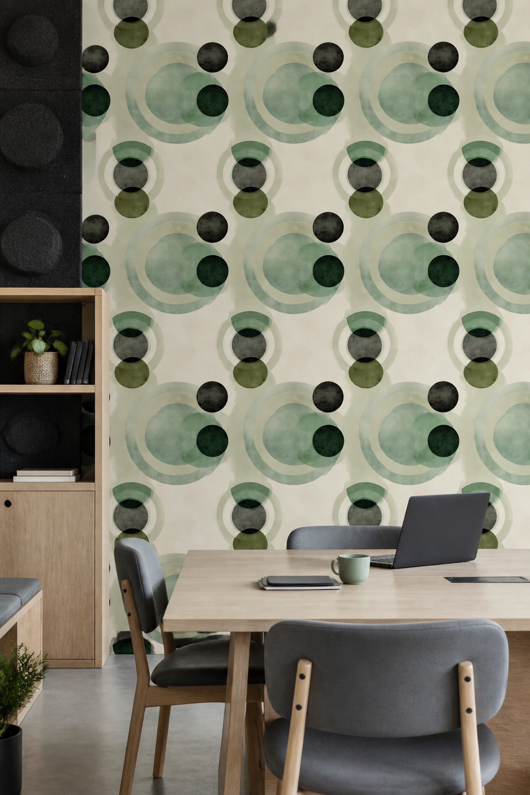 Mid Century Modern Wallpaper Solid Black Mid Century Modern Decorative Mural