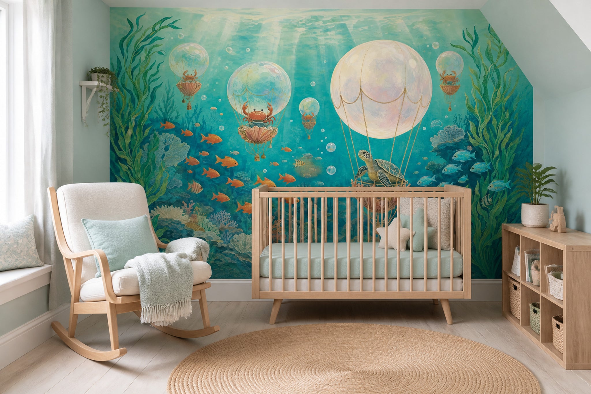 Underwater Wallpaper Sea Turtle Whimsical Wall Mural