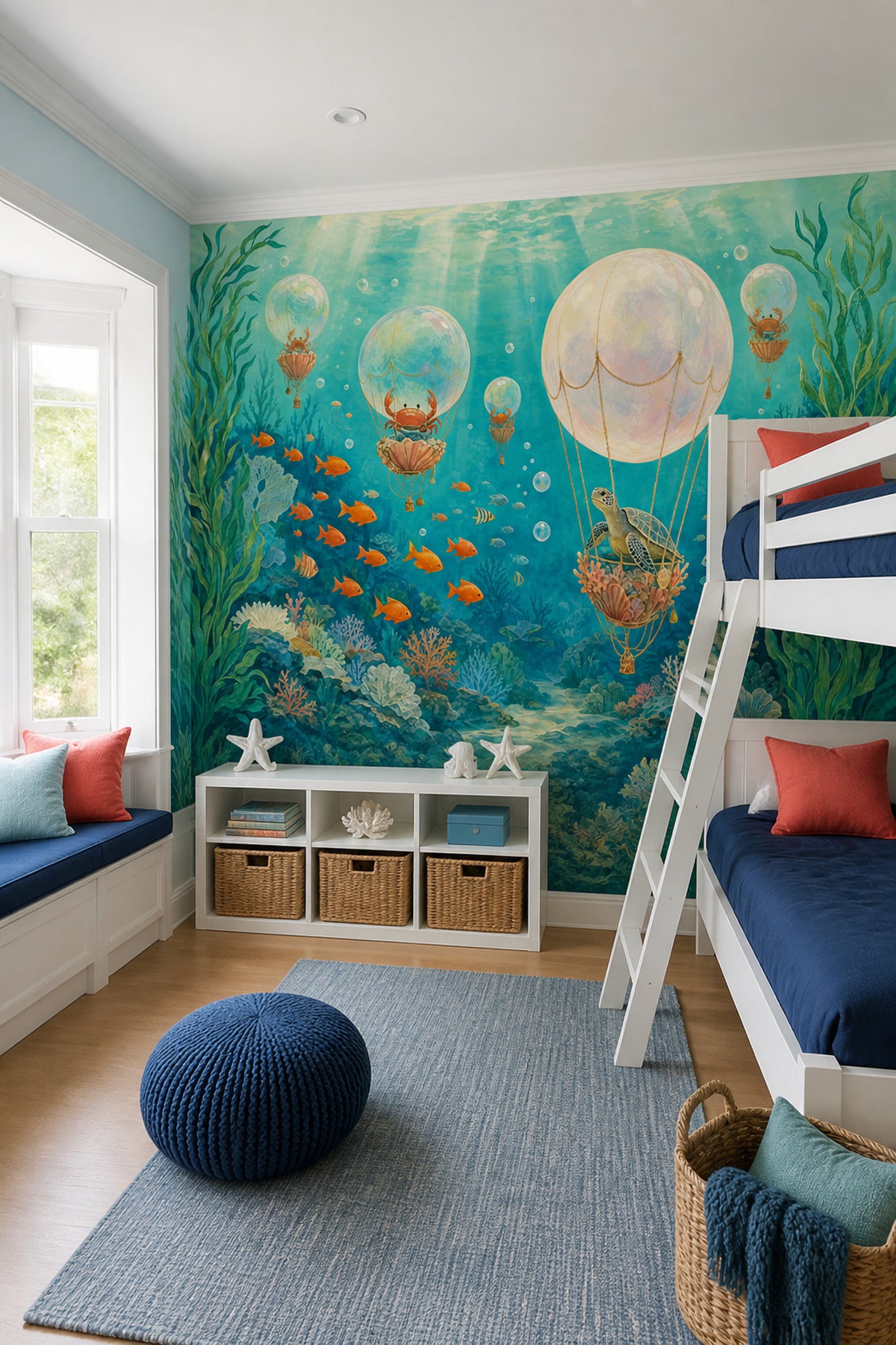 Underwater Wallpaper Sea Turtle Whimsical Wall Mural