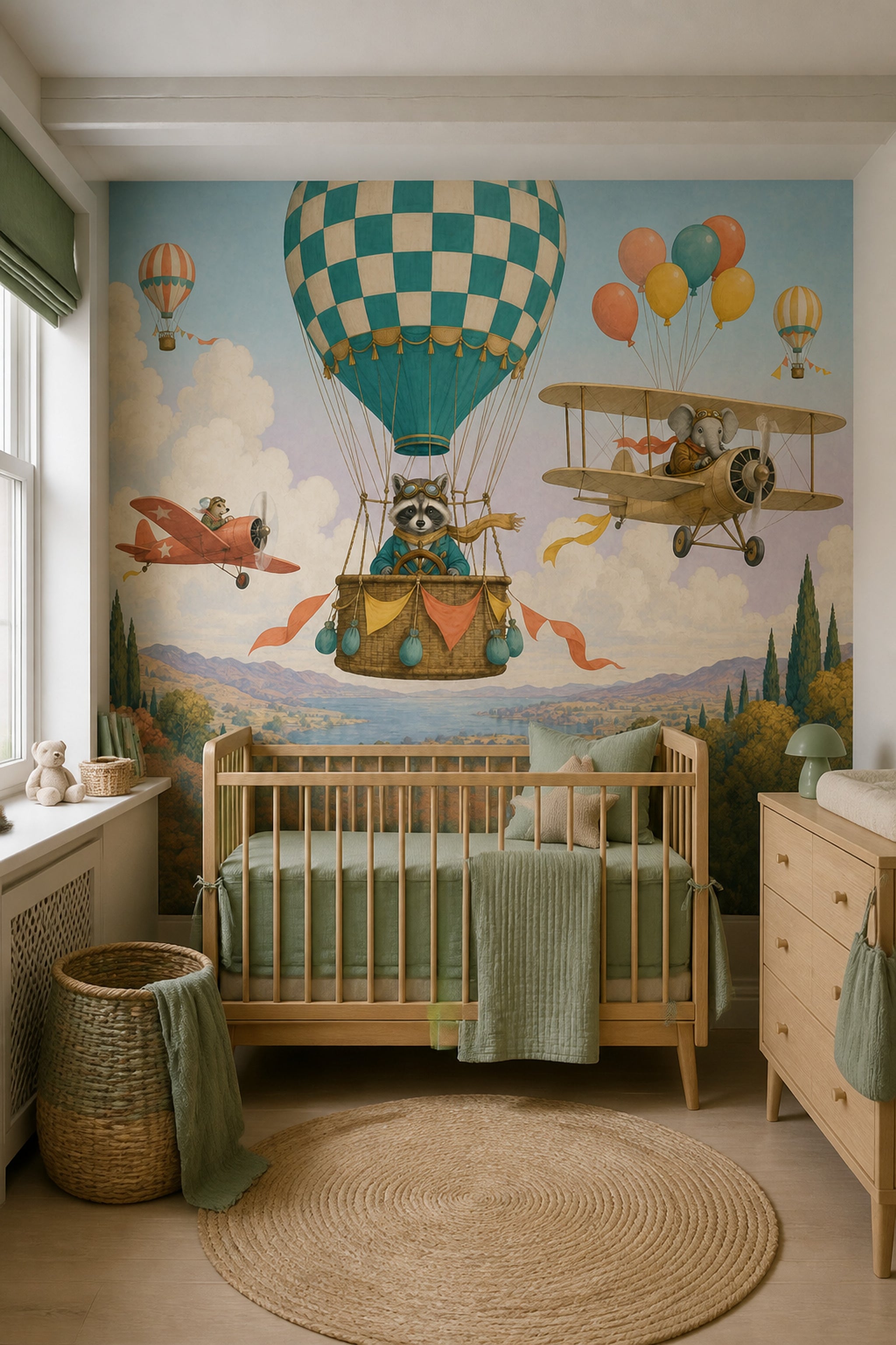 Hot Air Balloon Wallpaper Airplane Pilot Wall Mural