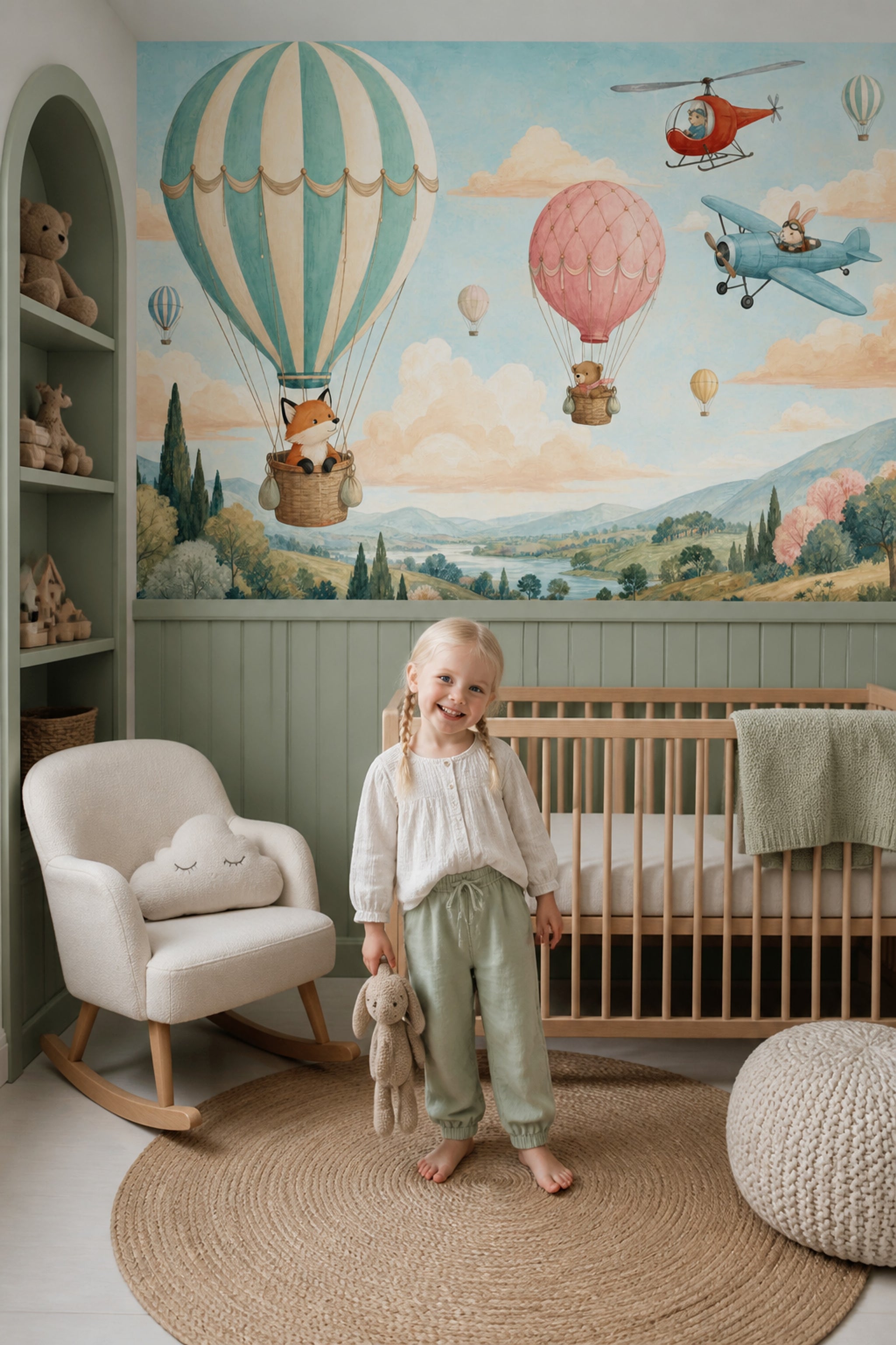 Hot Air Balloon Wallpaper Airplane Helicopter Wall Mural