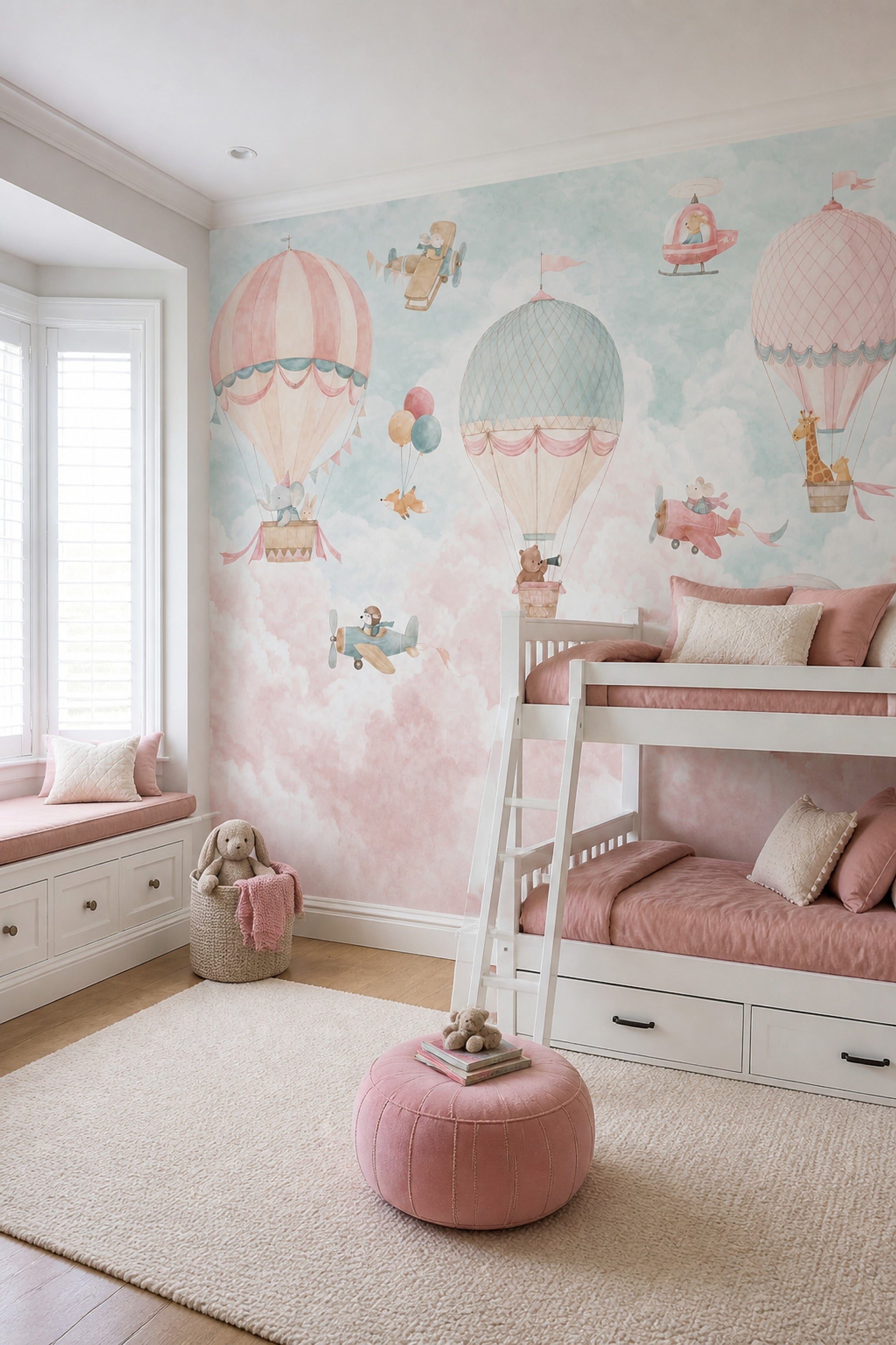 Hot Air Balloons Wallpaper Watercolor Nursery Wall Mural