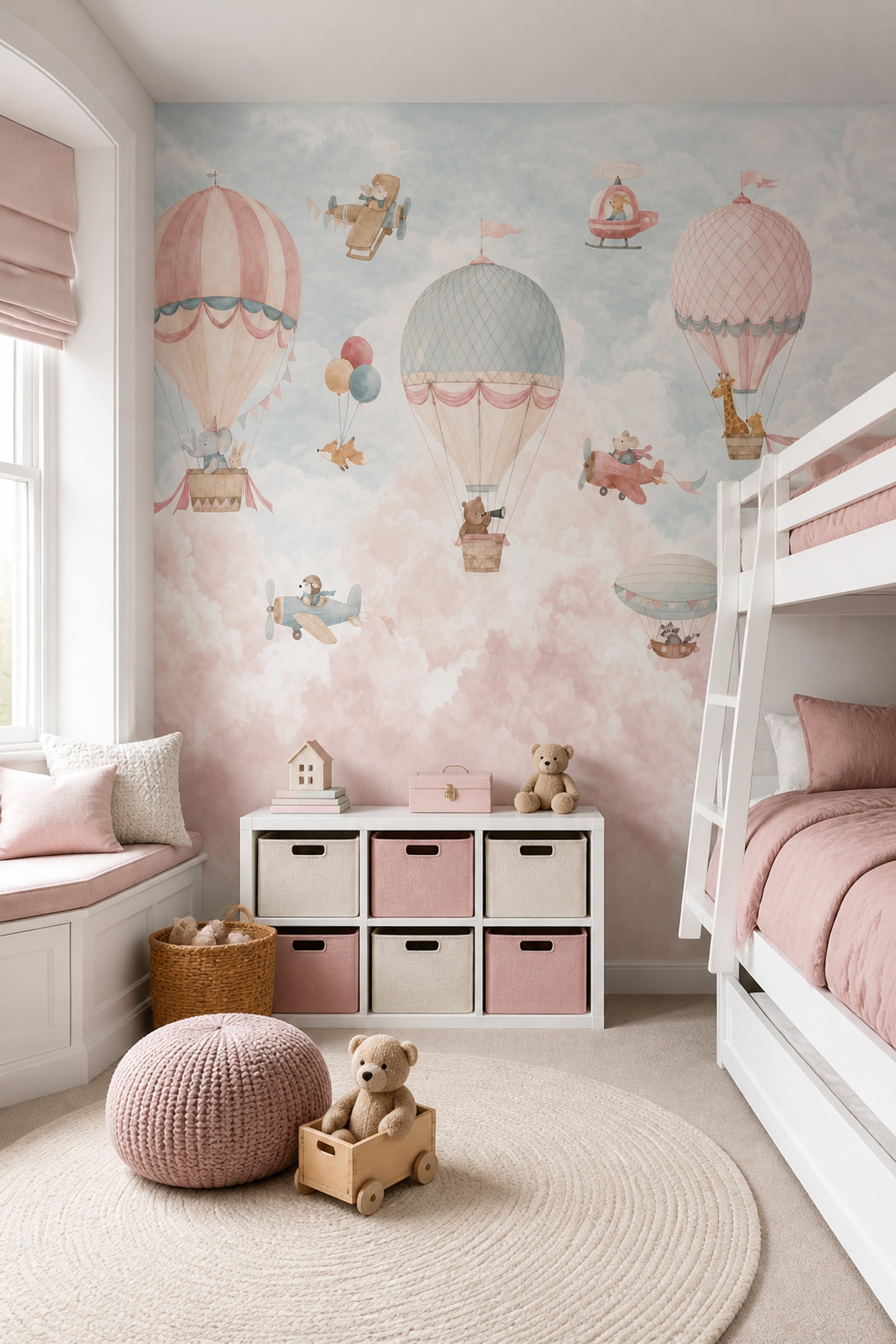 Hot Air Balloons Wallpaper Watercolor Nursery Wall Mural