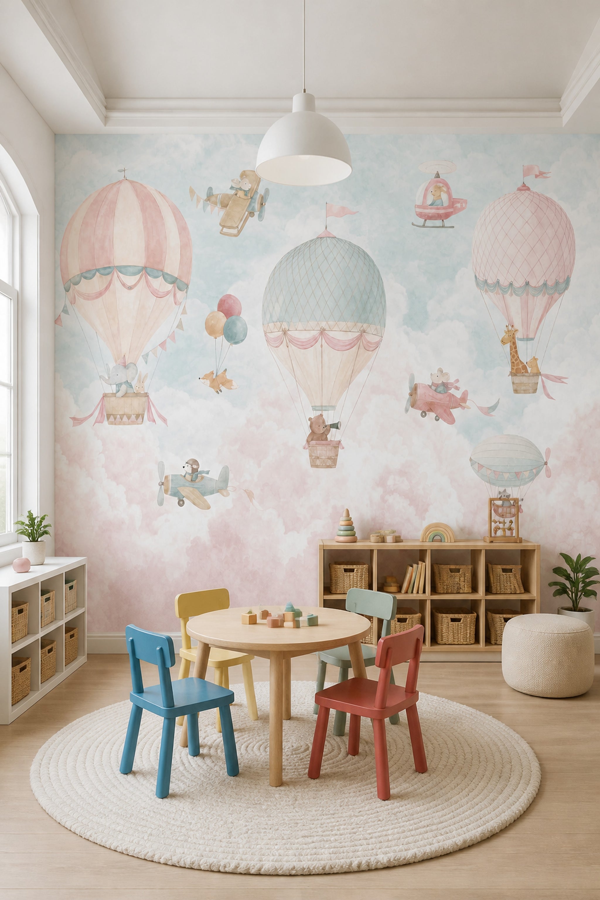 Hot Air Balloons Wallpaper Watercolor Nursery Wall Mural
