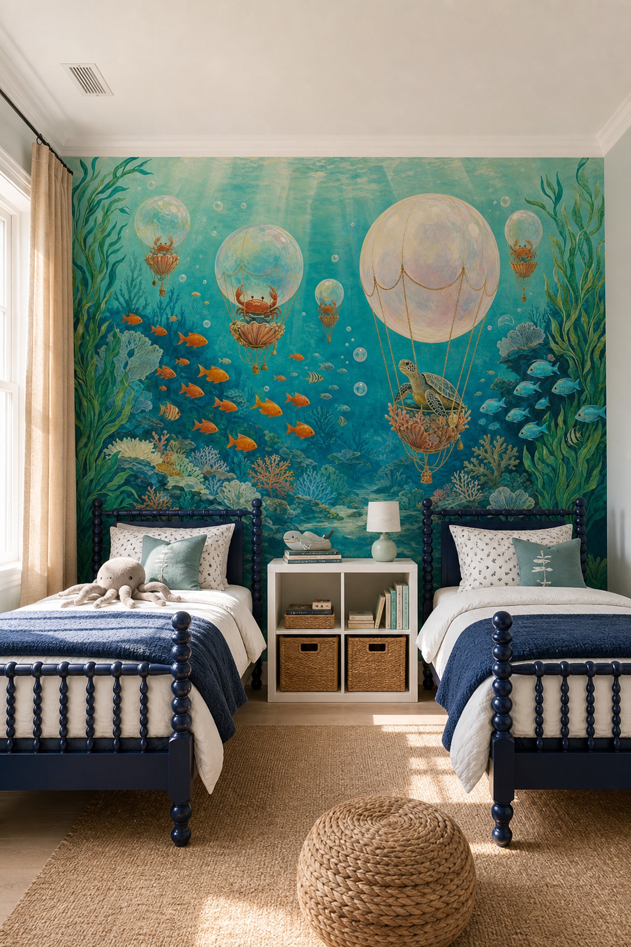 Underwater Wallpaper Sea Turtle Whimsical Wall Mural