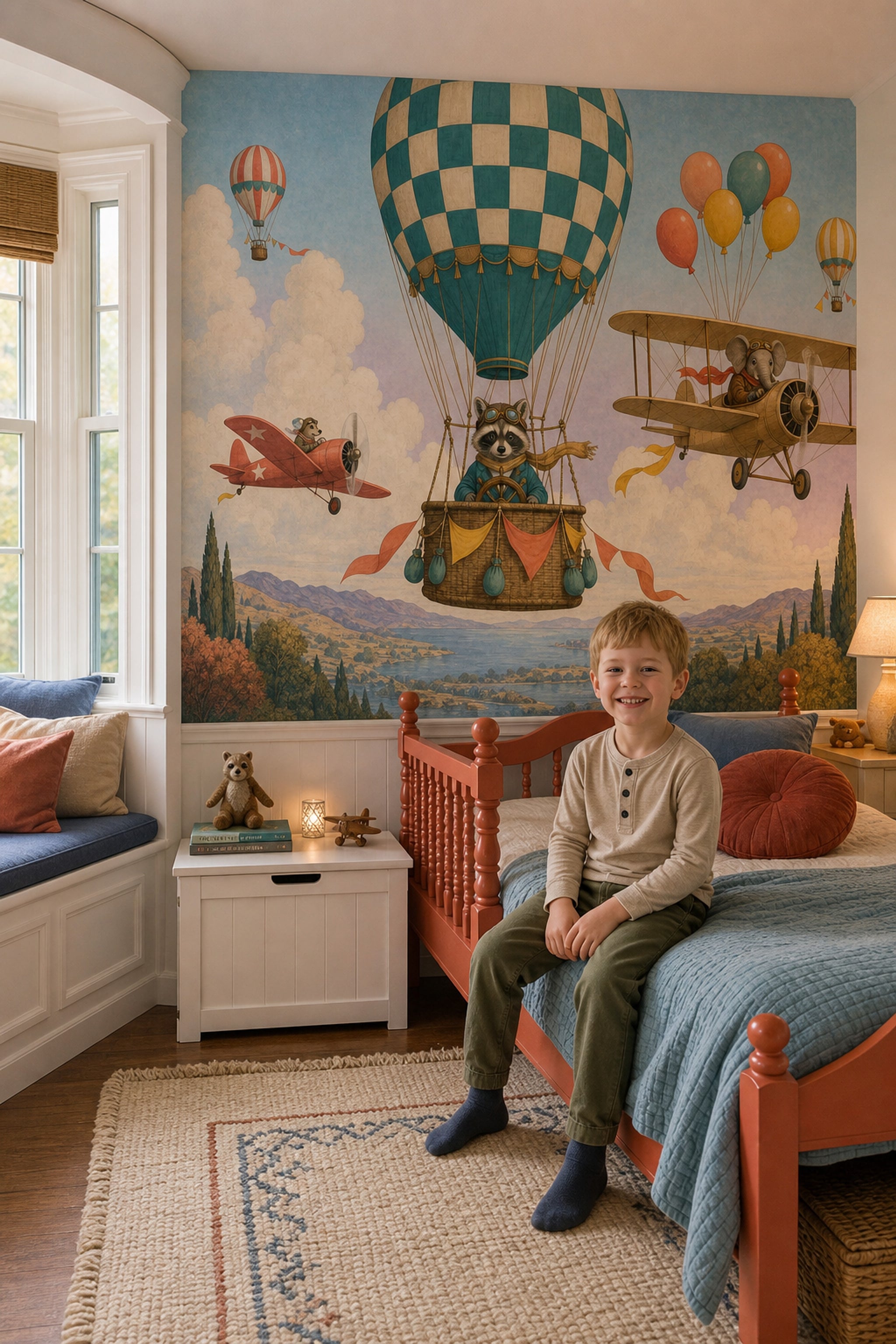 Hot Air Balloon Wallpaper Airplane Pilot Wall Mural