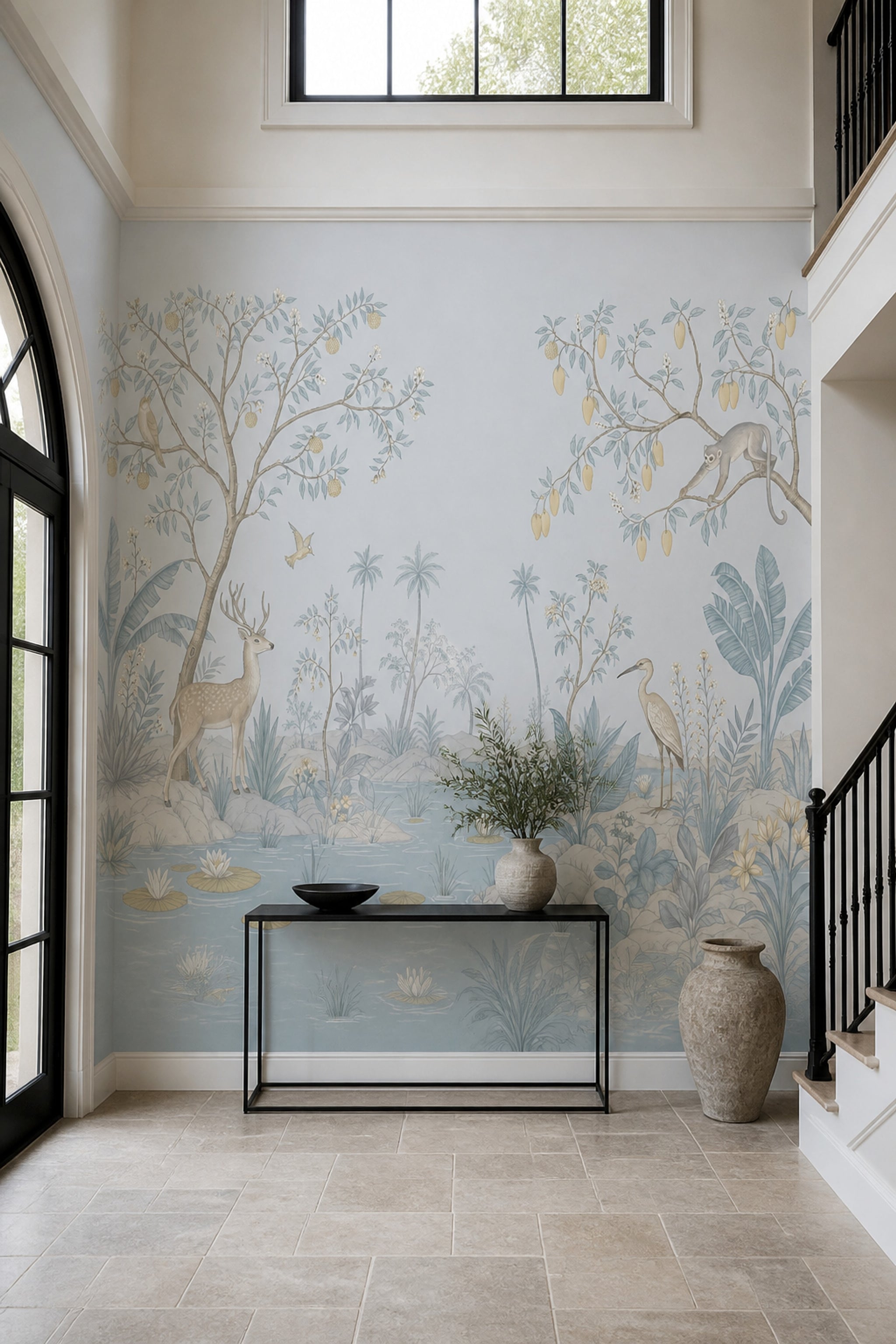Chinoiserie Wallpaper Tropical Landscape Removable Garden Mural Wall Decor