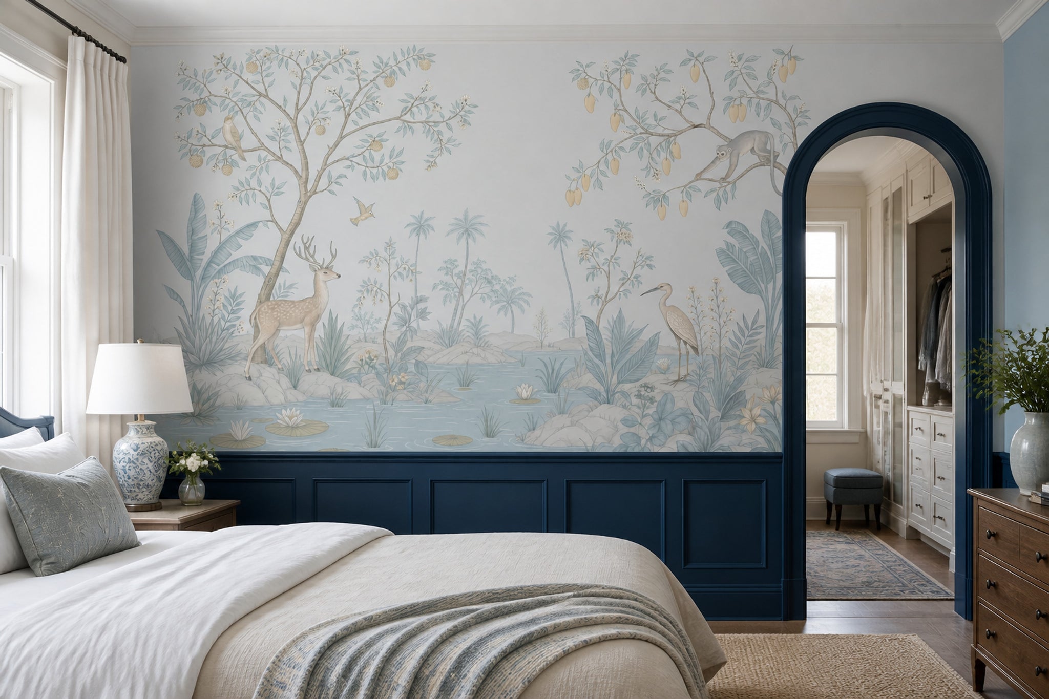 Chinoiserie Wallpaper Tropical Landscape Removable Garden Mural Wall Decor